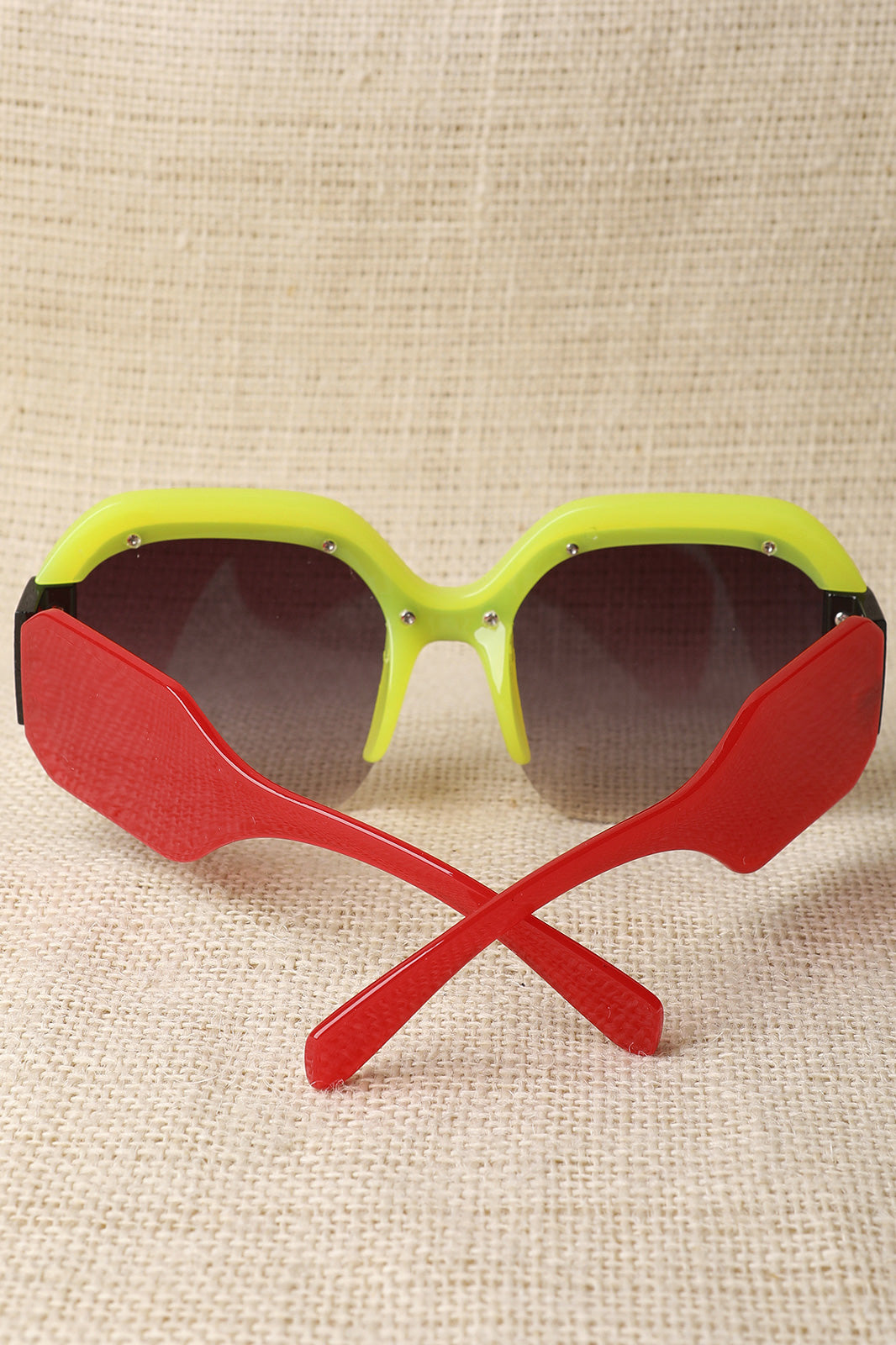 Oversized Semi-Rimless Colorblock Sunglasses - YuppyCollections