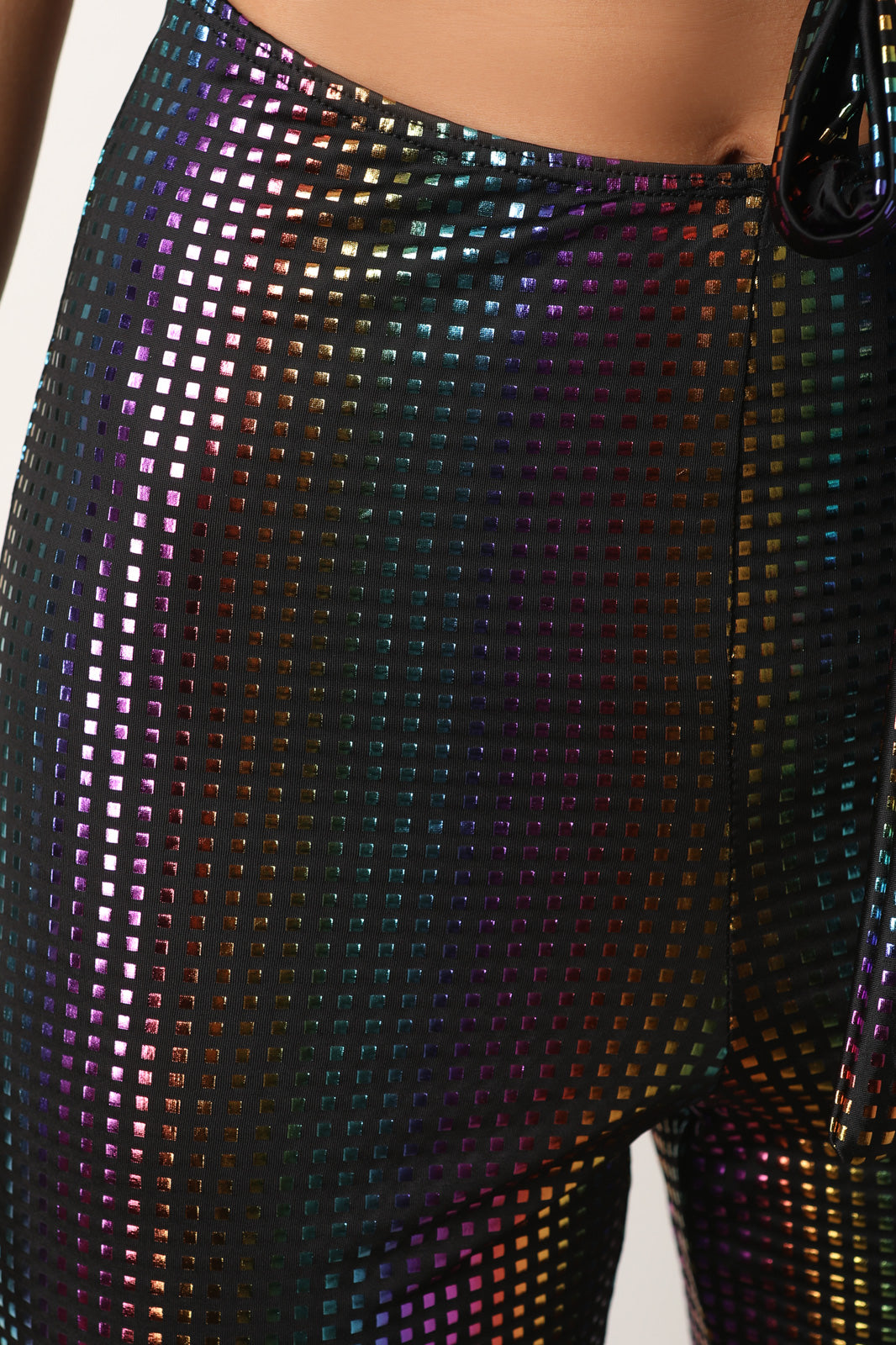 Metallic Rainbow Cutout Self-Tie Tube Jumpsuit - YuppyCollections