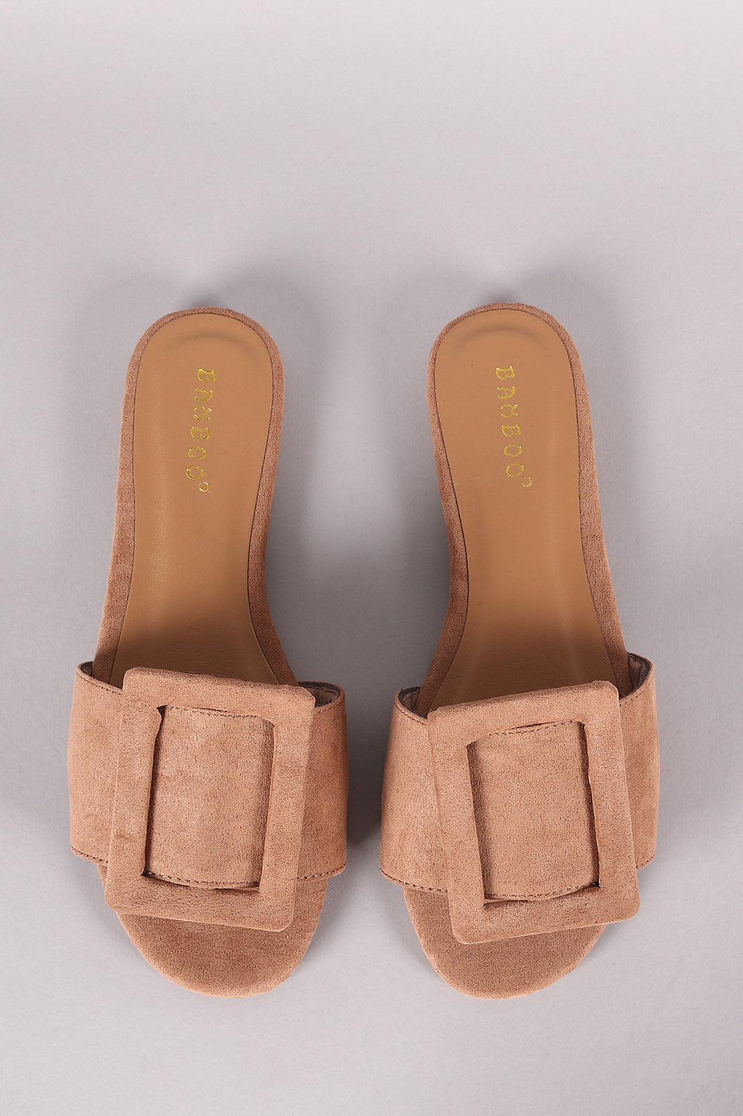 Bamboo Oversized Buckled Slide Flat Sandal - YuppyCollections