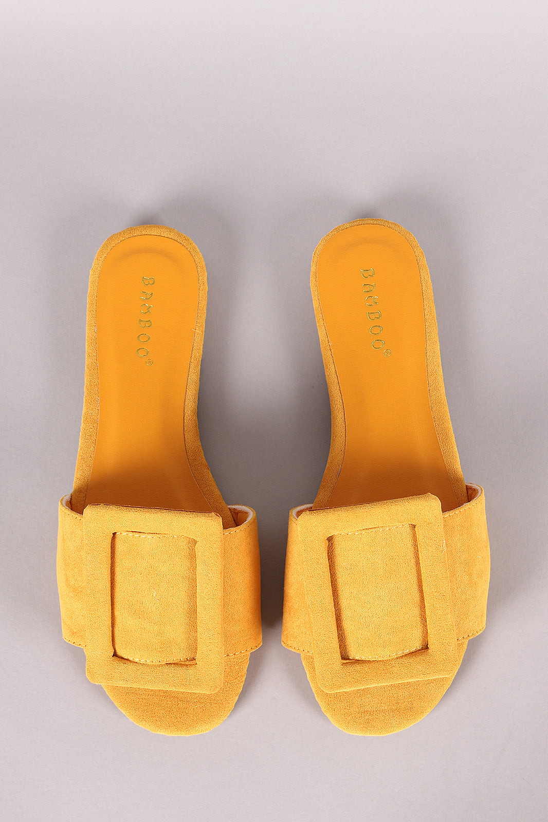 Bamboo Oversized Buckled Slide Flat Sandal - YuppyCollections