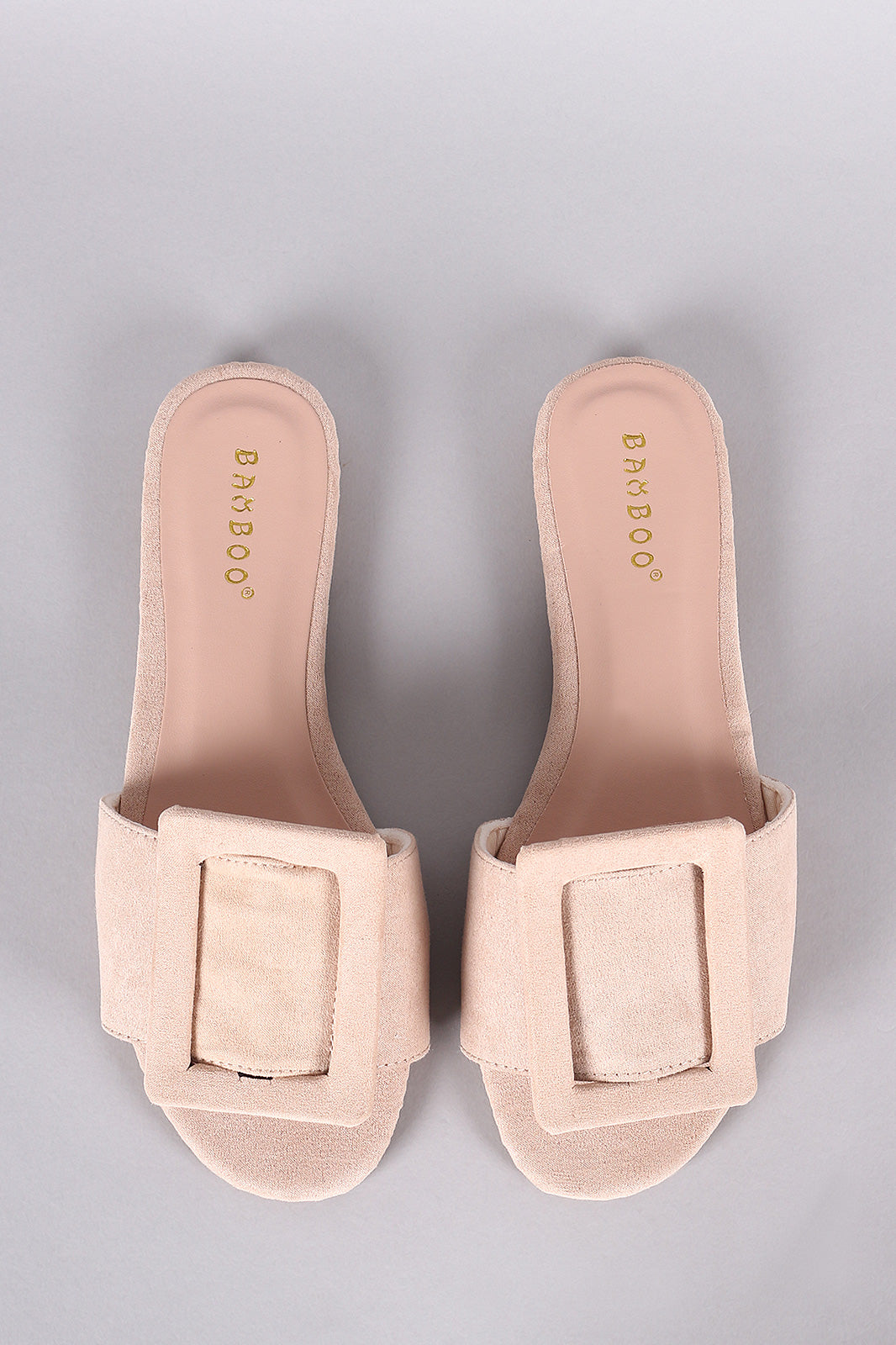 Bamboo Oversized Buckled Slide Flat Sandal - YuppyCollections