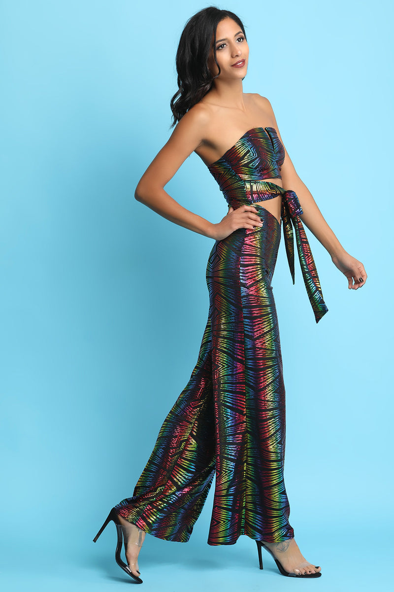 Metallic Sweetheart Tube Palazzo Jumpsuit - YuppyCollections