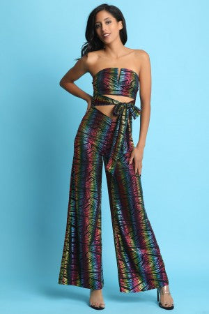 Metallic Sweetheart Tube Palazzo Jumpsuit - YuppyCollections