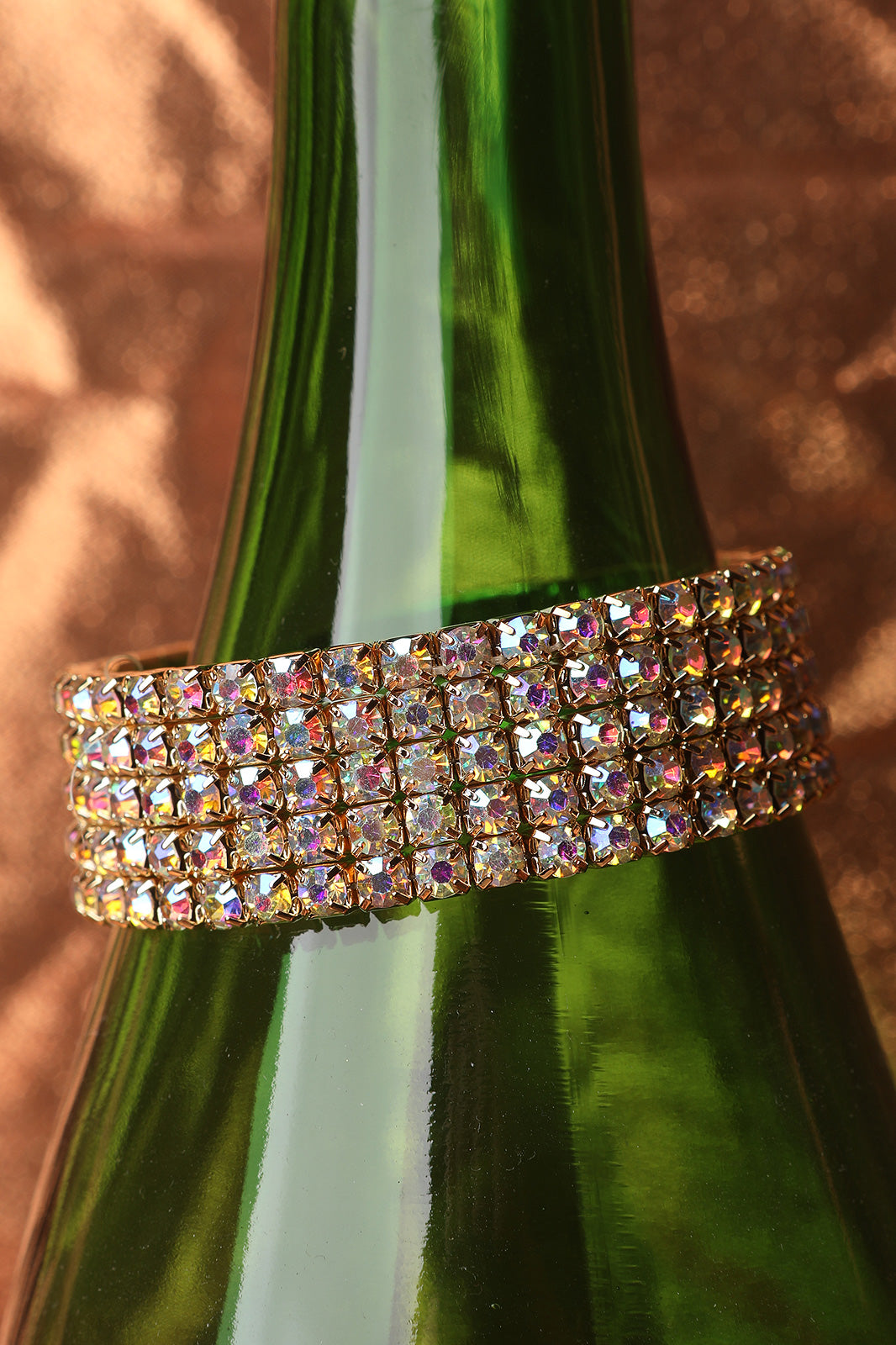 5-Row Iridescent Rhinestone Bracelet - YuppyCollections