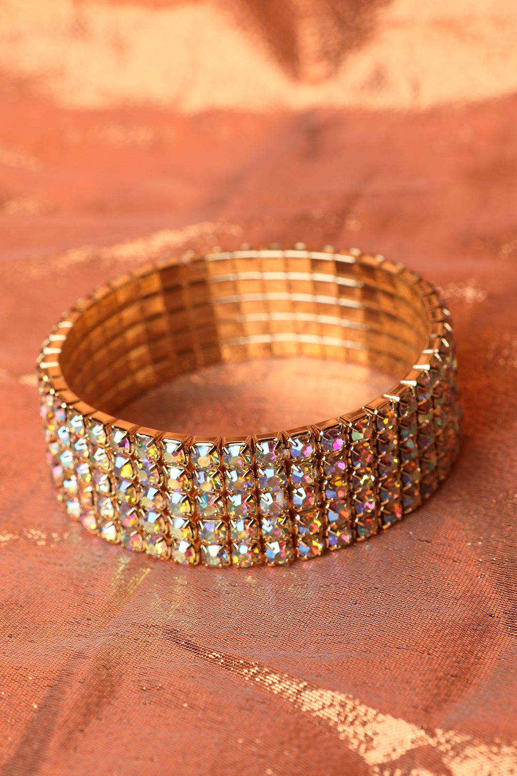 5-Row Iridescent Rhinestone Bracelet - YuppyCollections