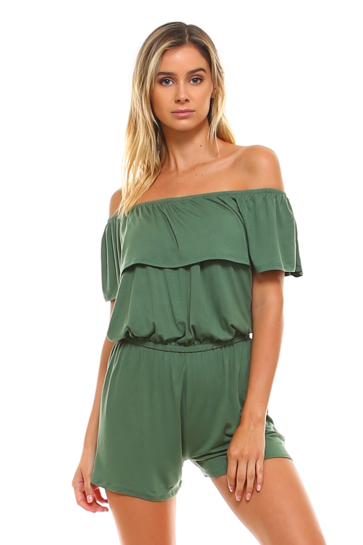 Women's Off the Shoulder Elastic Romper - YuppyCollections