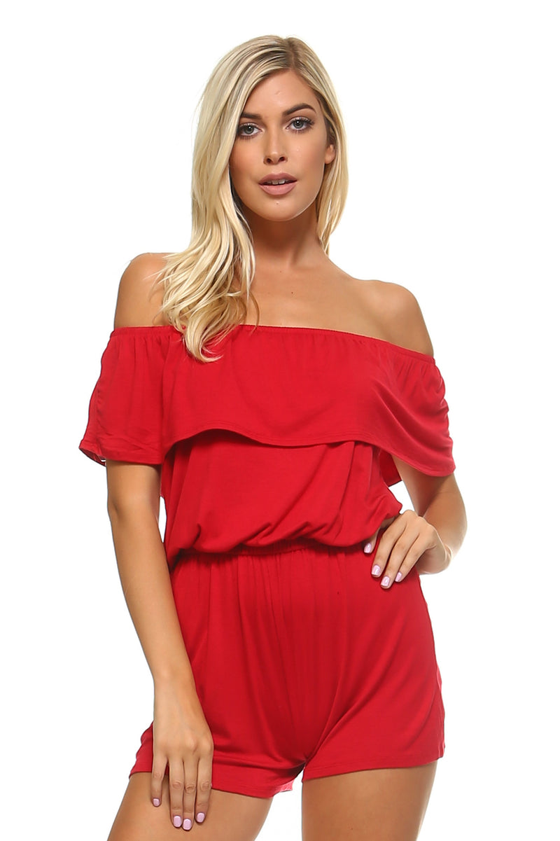 Women's Off the Shoulder Elastic Romper - YuppyCollections