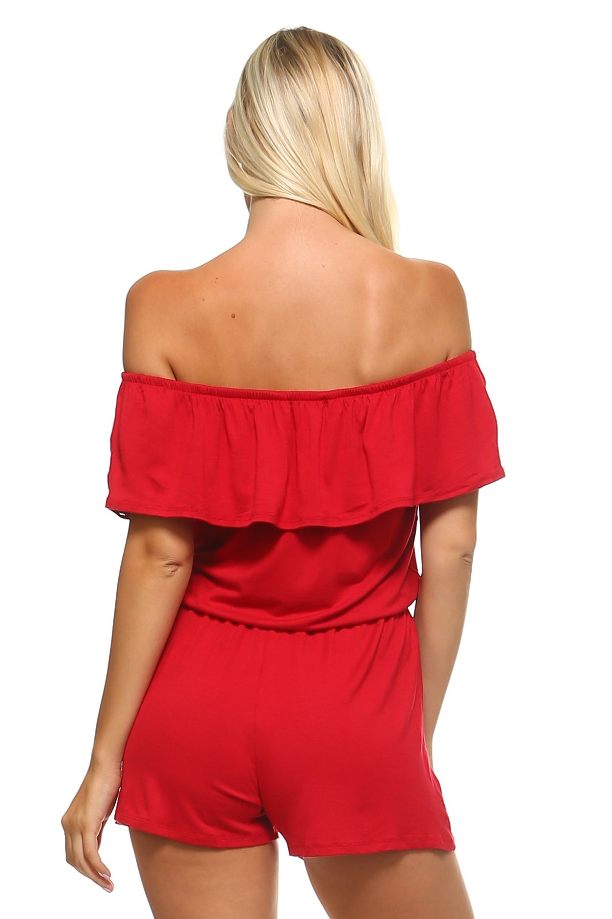 Women's Off the Shoulder Elastic Romper - YuppyCollections