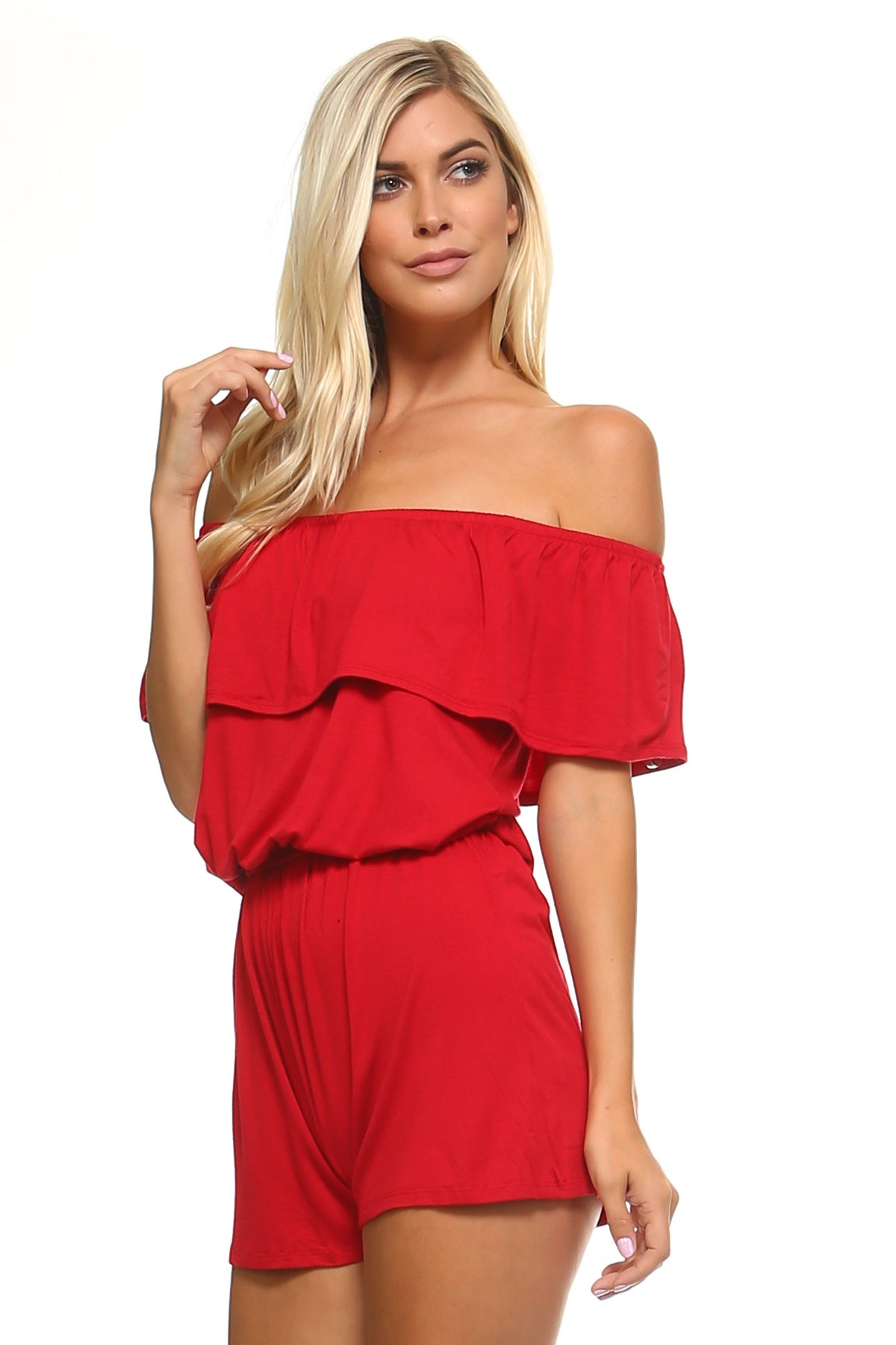 Women's Off the Shoulder Elastic Romper - YuppyCollections