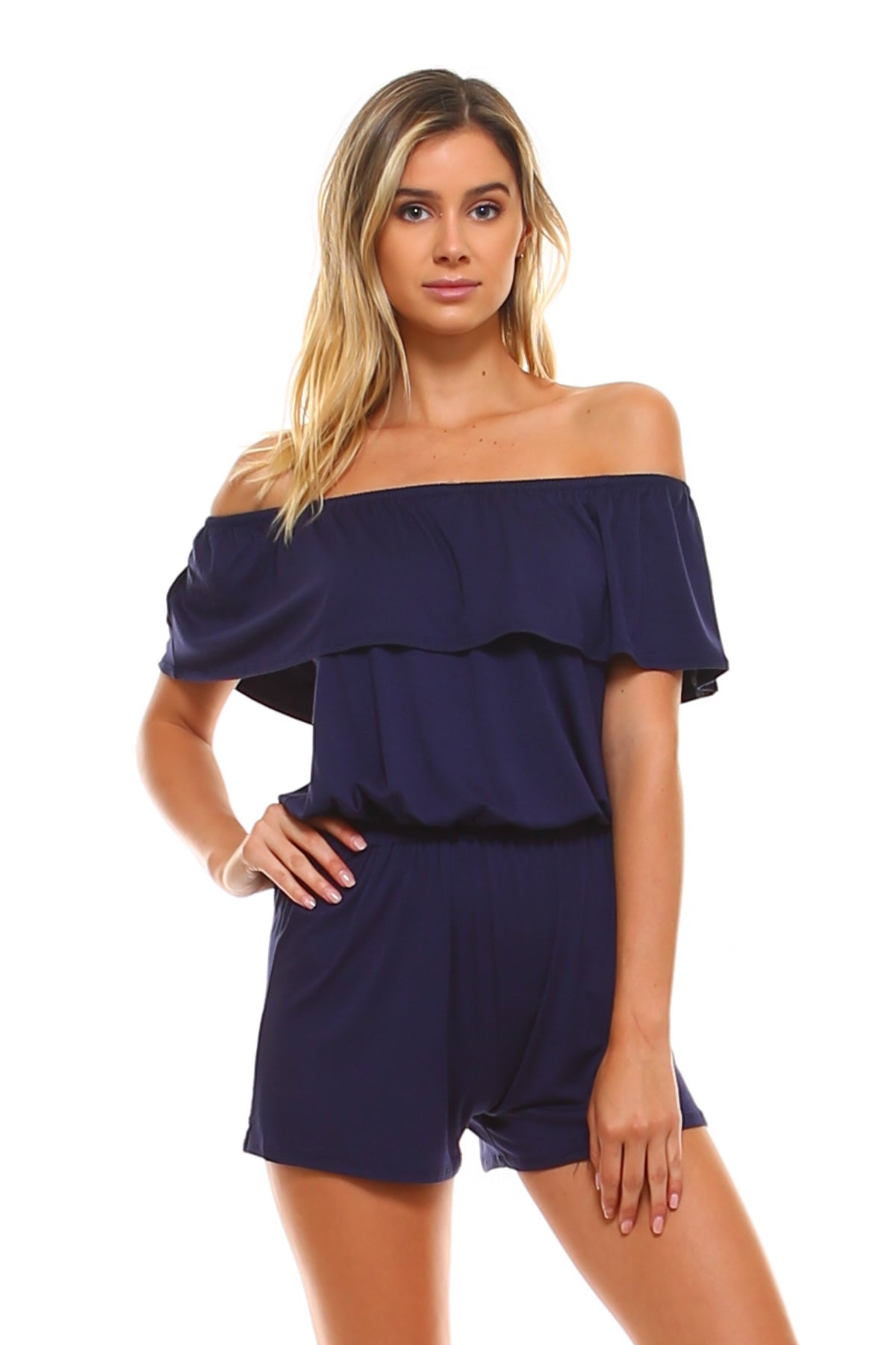 Women's Off the Shoulder Elastic Romper - YuppyCollections