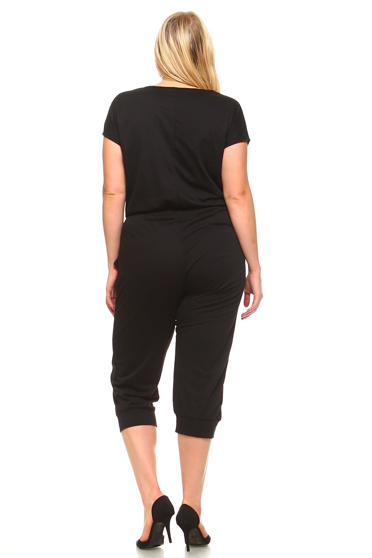 Women's Plus Size V-Neck T-shirt Jumpsuit - YuppyCollections