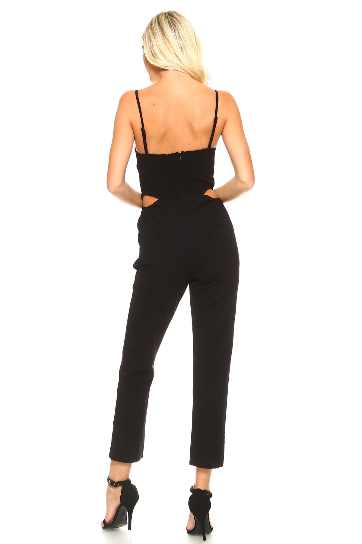 Women's Fitted Jumpsuit with Lace Bodice Detail - YuppyCollections