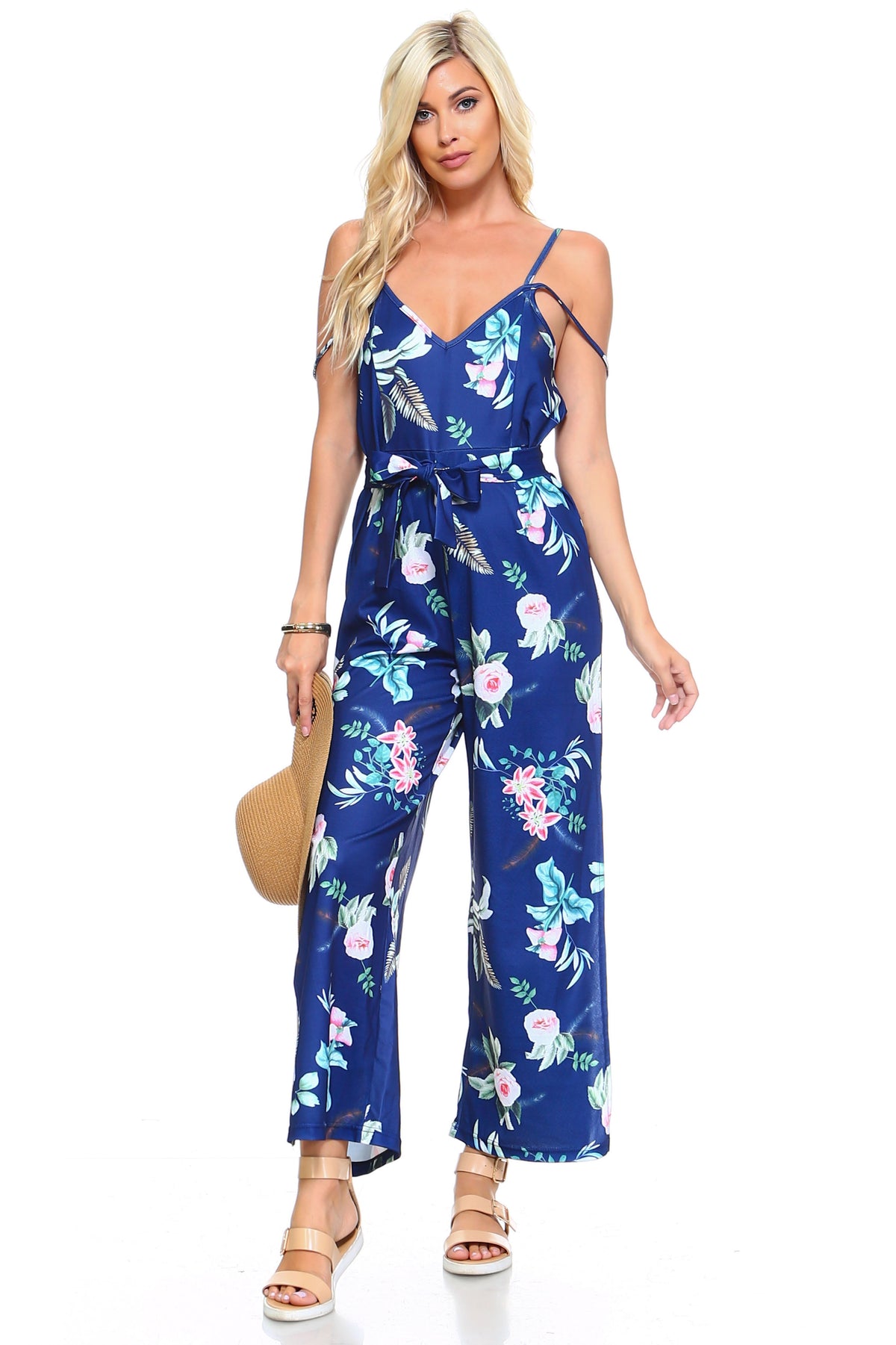 Women's Floral Tie Tank Jumpsuit - YuppyCollections