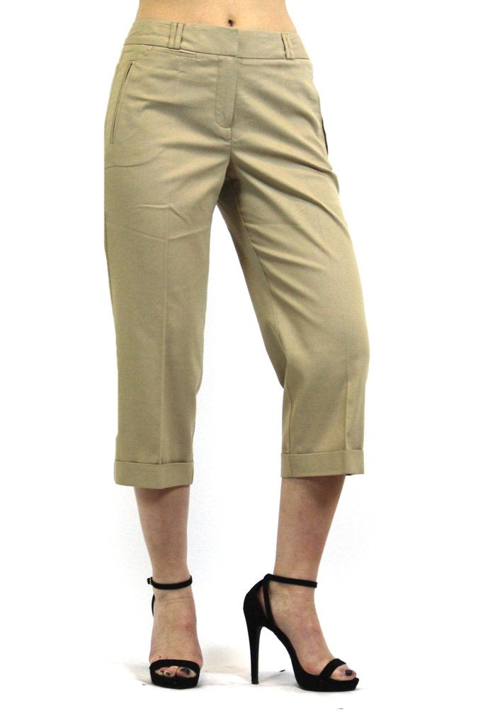 Women's Larry Levine Stretch Crop Pants - YuppyCollections