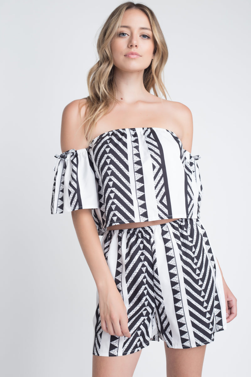 Women's Aztek Off Shoulder 2 Piece Set - YuppyCollections