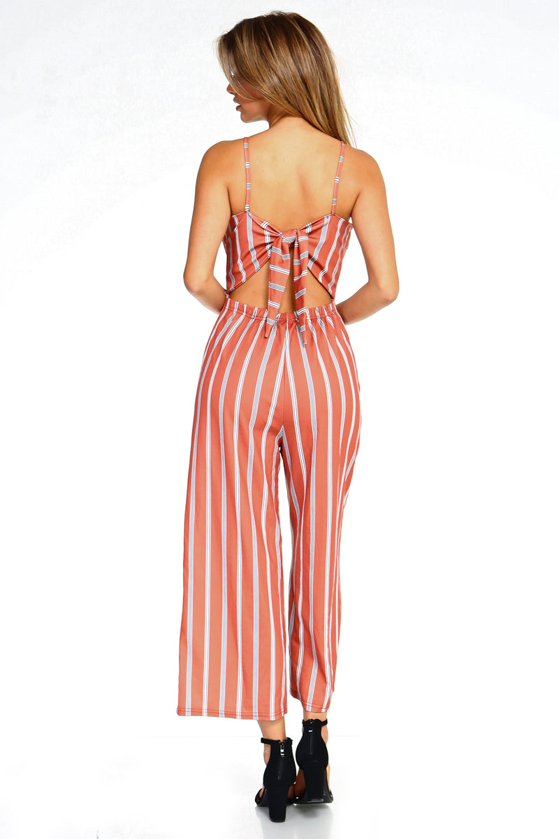 Women's Stripe Sleeveless Jumpsuit - YuppyCollections