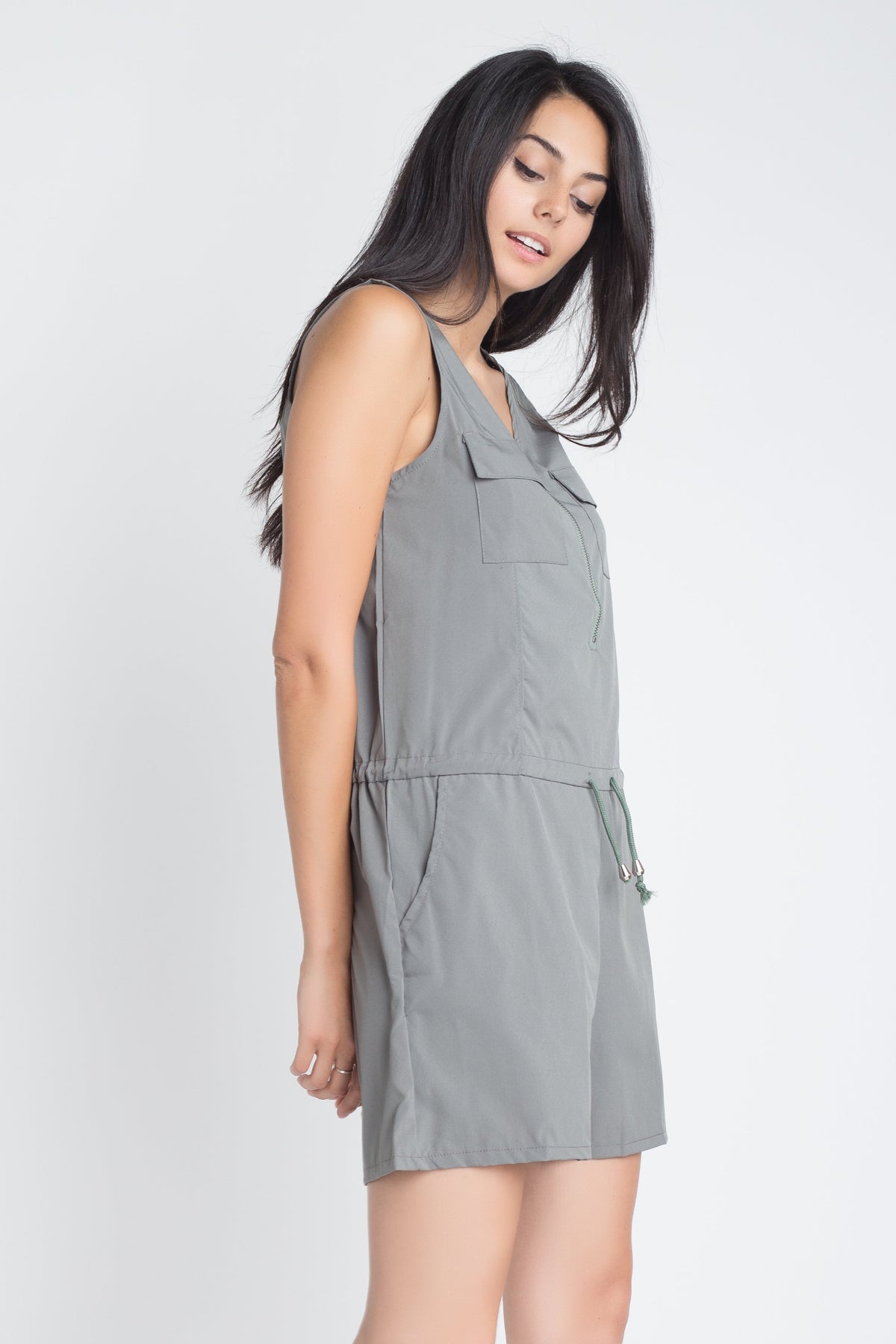 Women's Zip Front Sleeveless Romper - YuppyCollections