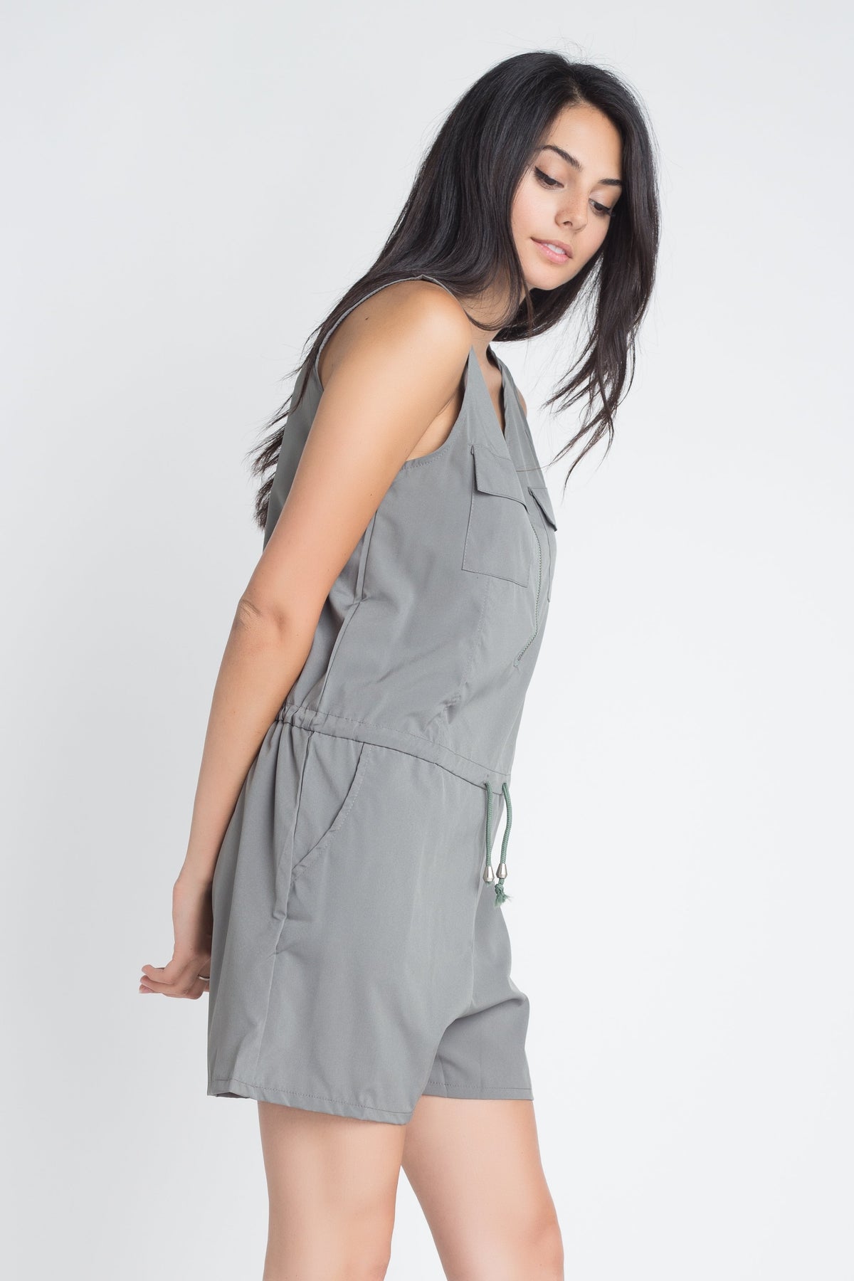 Women's Zip Front Sleeveless Romper - YuppyCollections