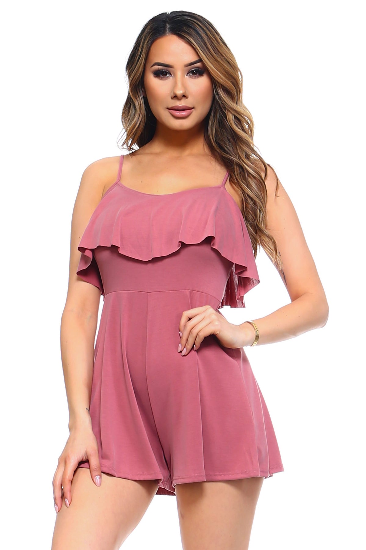 Women's Layered Ruffle Tank Romper - YuppyCollections