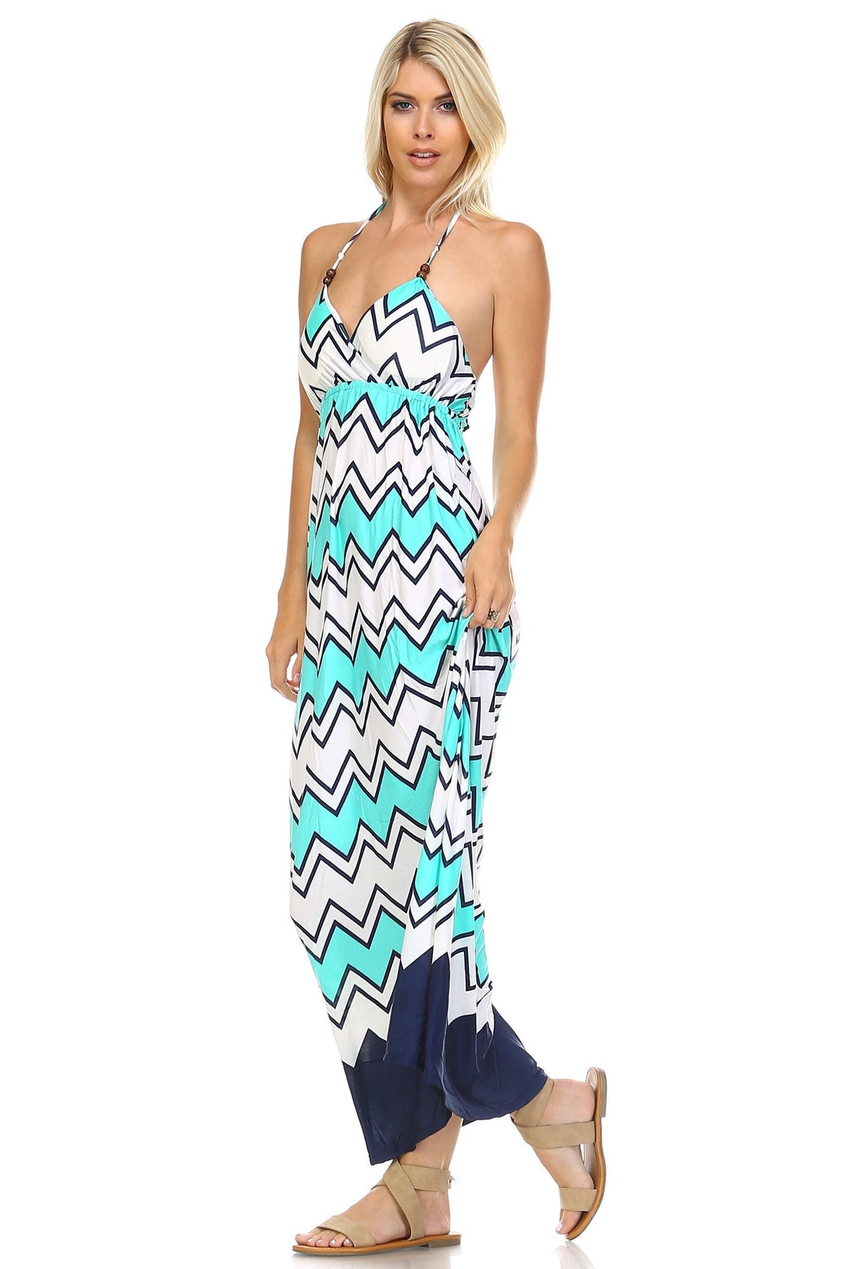 Women's Printed V-Neck Maxi Dress - YuppyCollections