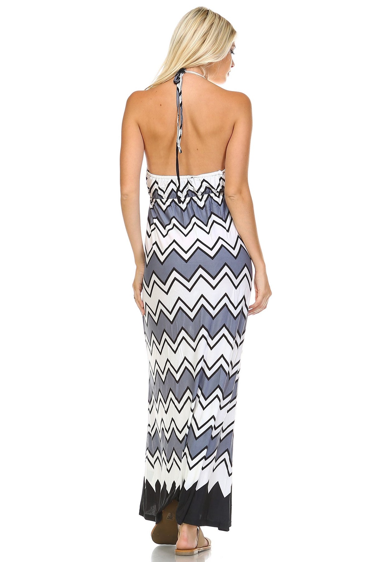 Women's Printed V-Neck Maxi Dress - YuppyCollections