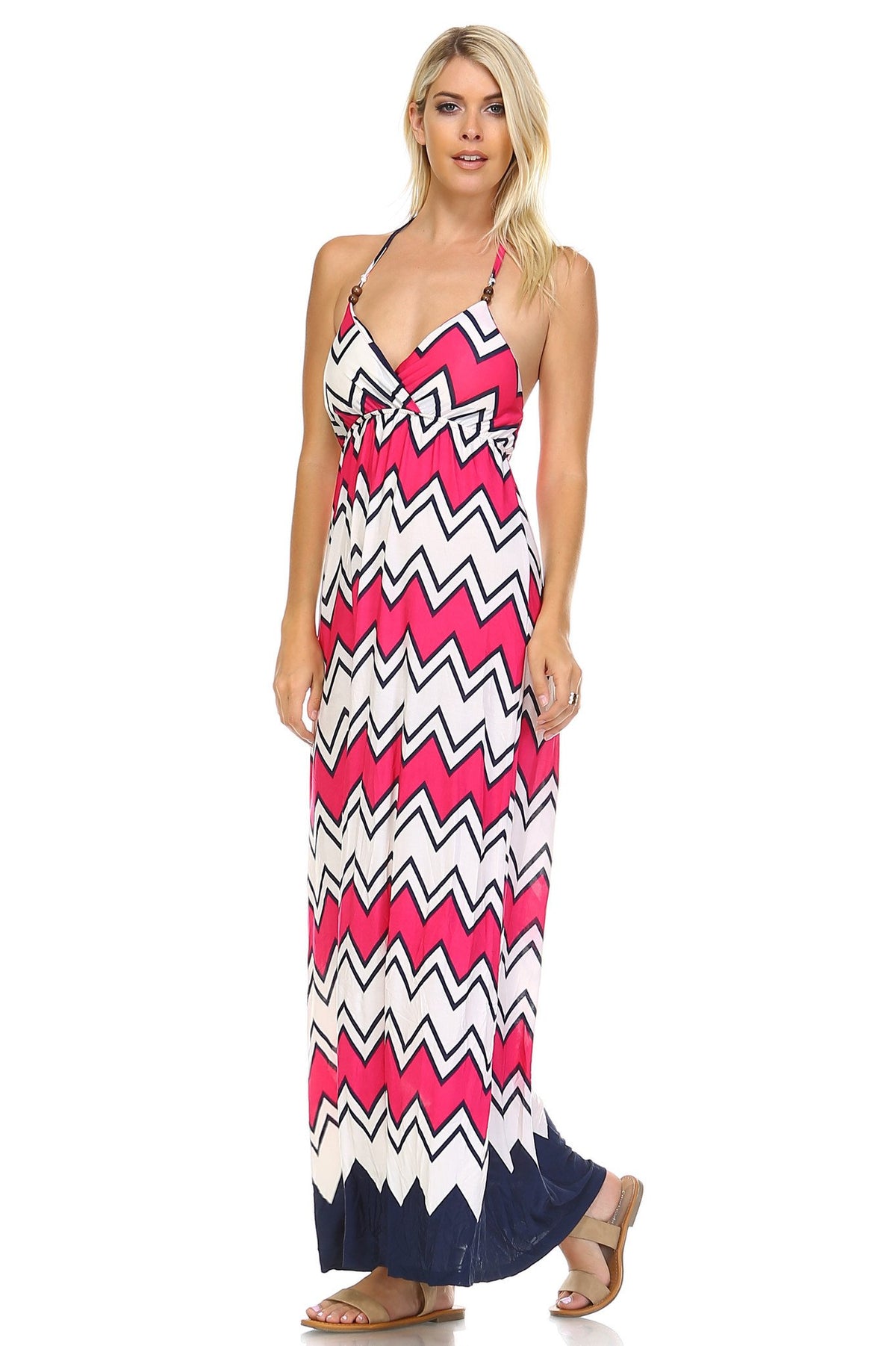 Women's Printed V-Neck Maxi Dress - YuppyCollections