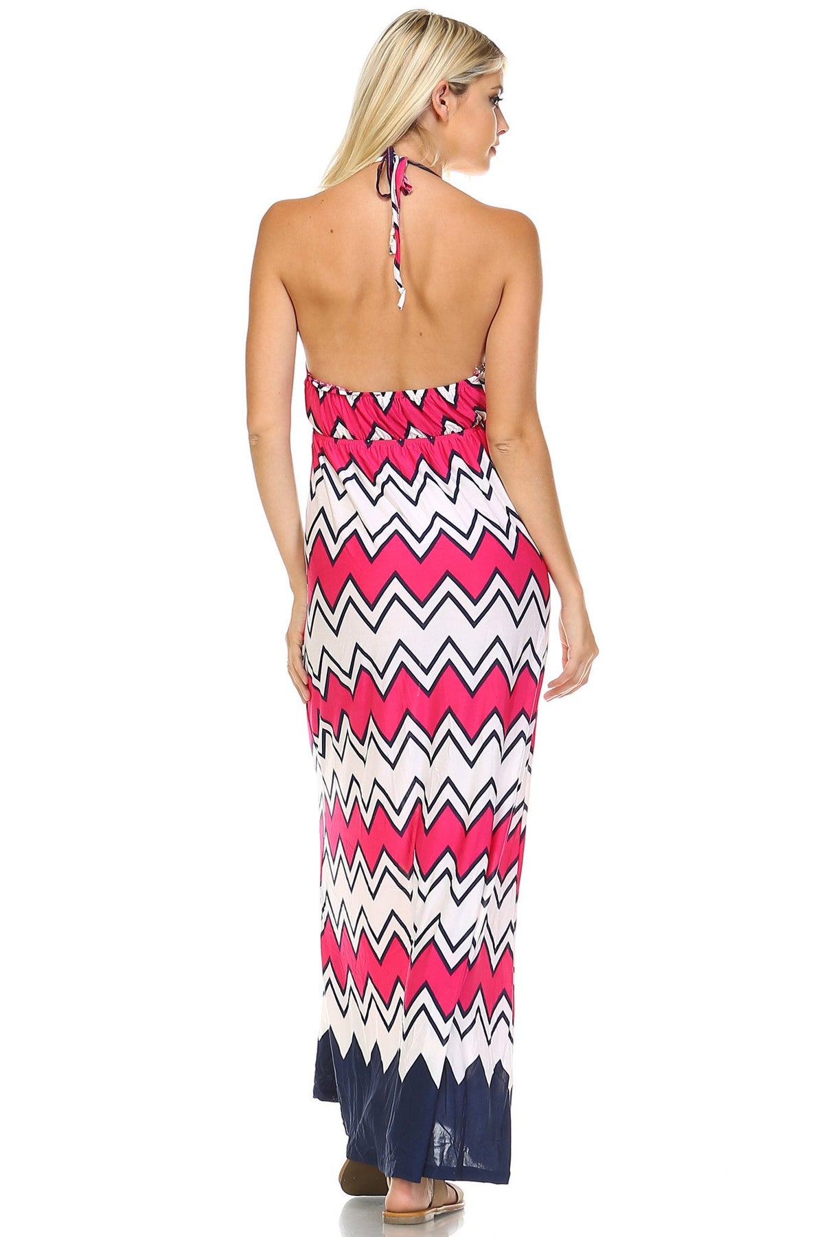 Women's Printed V-Neck Maxi Dress - YuppyCollections