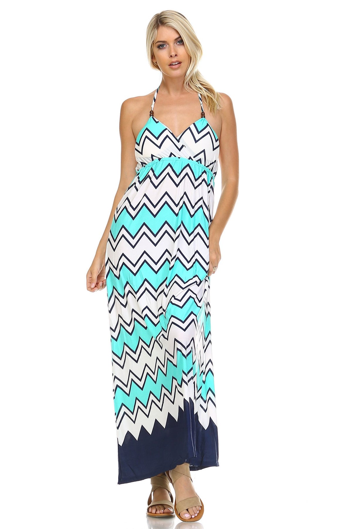 Women's Printed V-Neck Maxi Dress - YuppyCollections