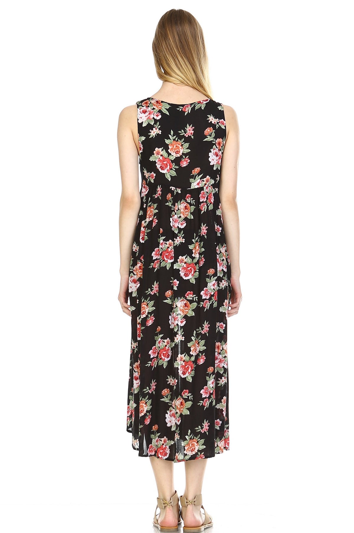 Women's Button Down Floral Maxi Dress - YuppyCollections