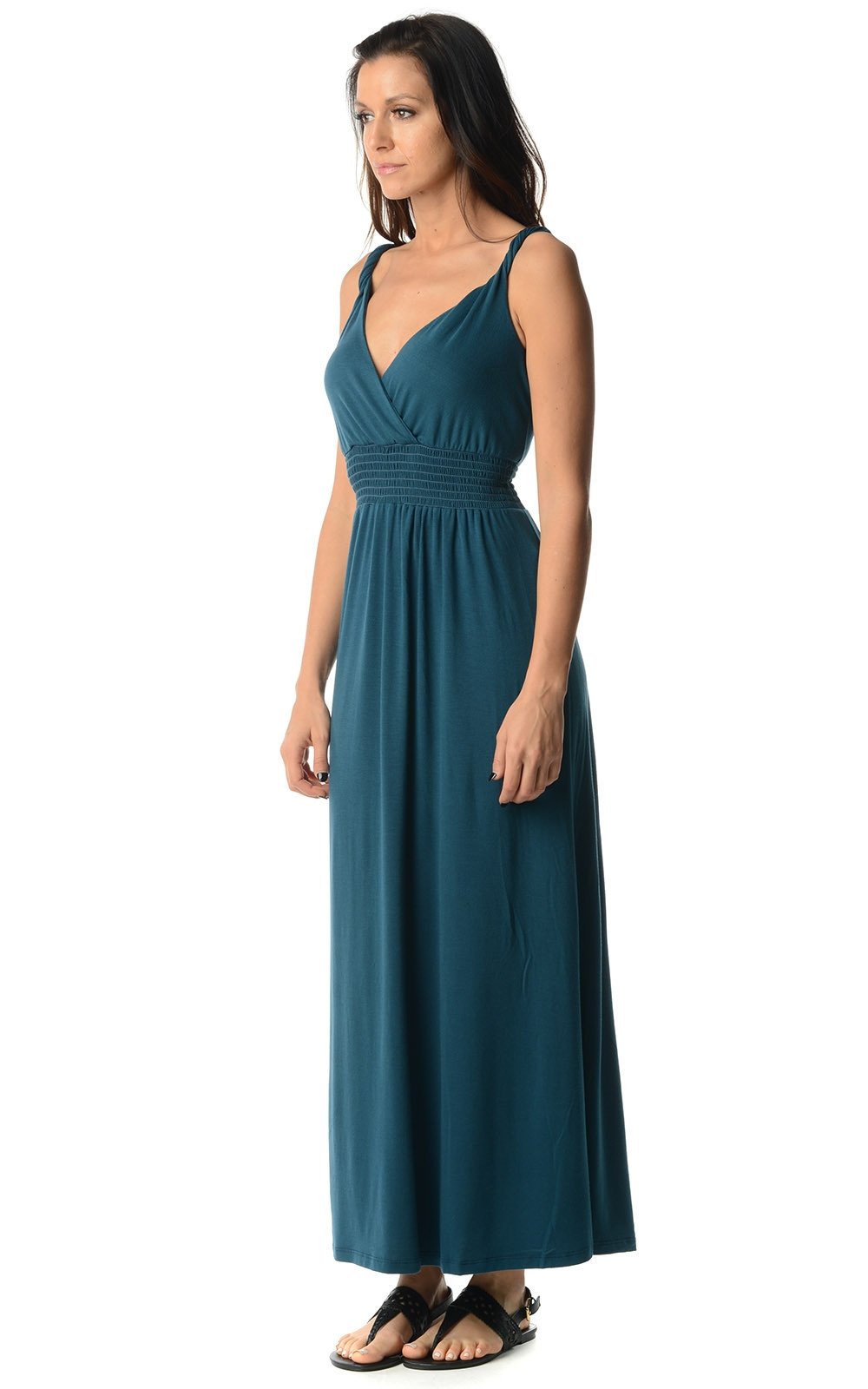 Women's Smocked Wrap Maxi Dress - YuppyCollections