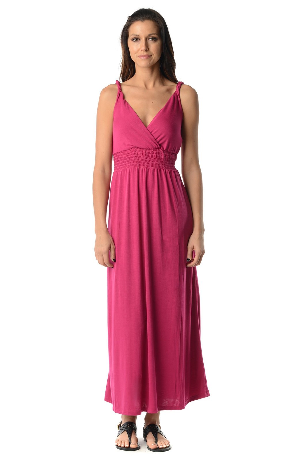 Women's Smocked Wrap Maxi Dress - YuppyCollections