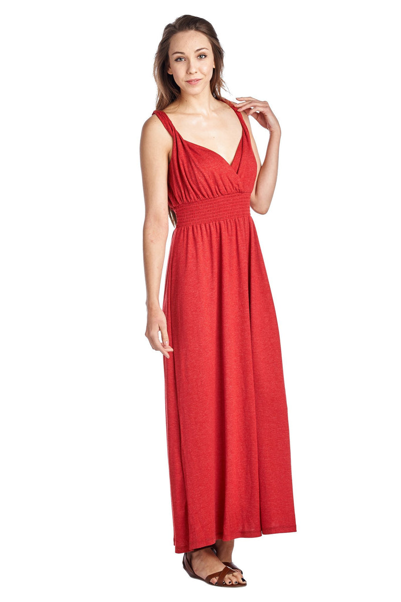 Women's Smocked Wrap Maxi Dress - YuppyCollections