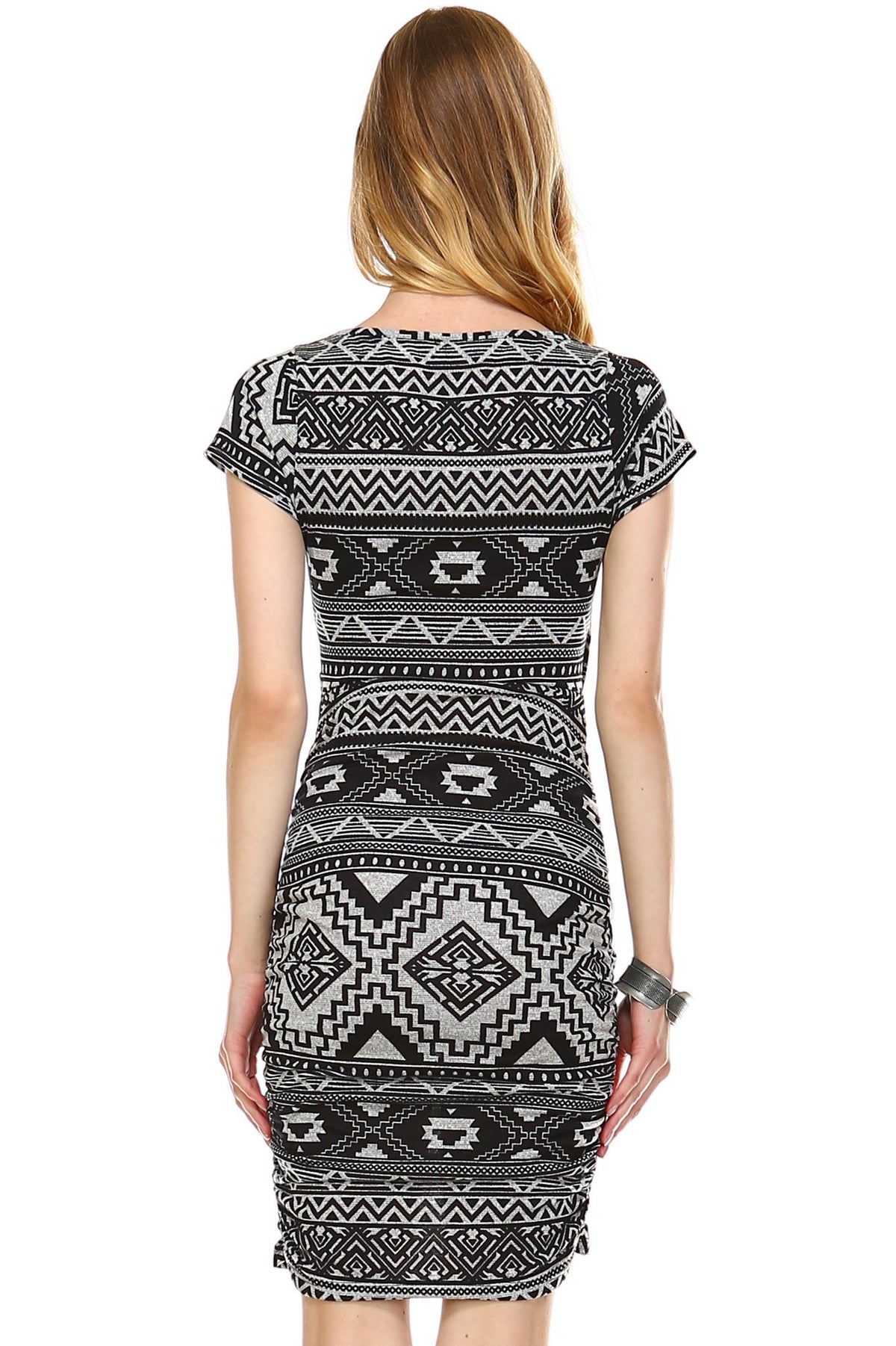 Women's Printed V-neck Bodycon Dress - YuppyCollections