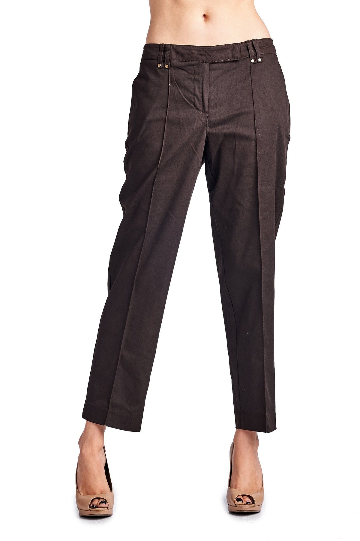 Larry Levine Chocolate Stretch Pants - YuppyCollections