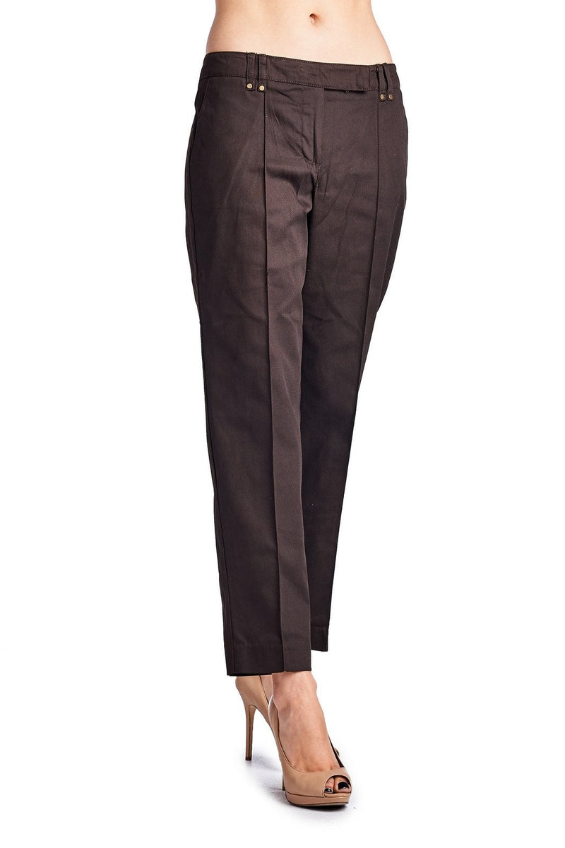 Larry Levine Chocolate Stretch Pants - YuppyCollections