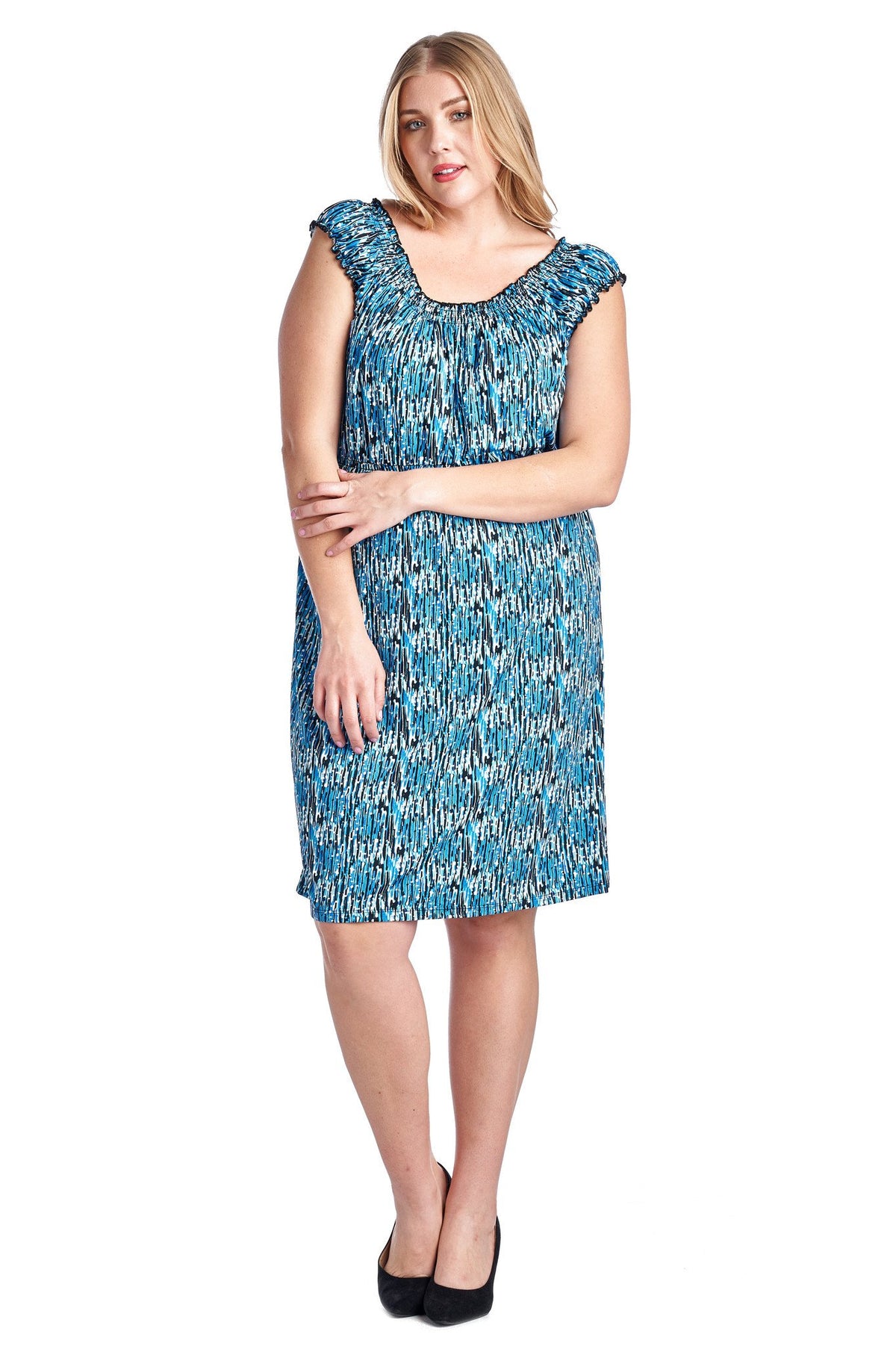 Women's Plus Size Printed Peasant Midi Dress - YuppyCollections