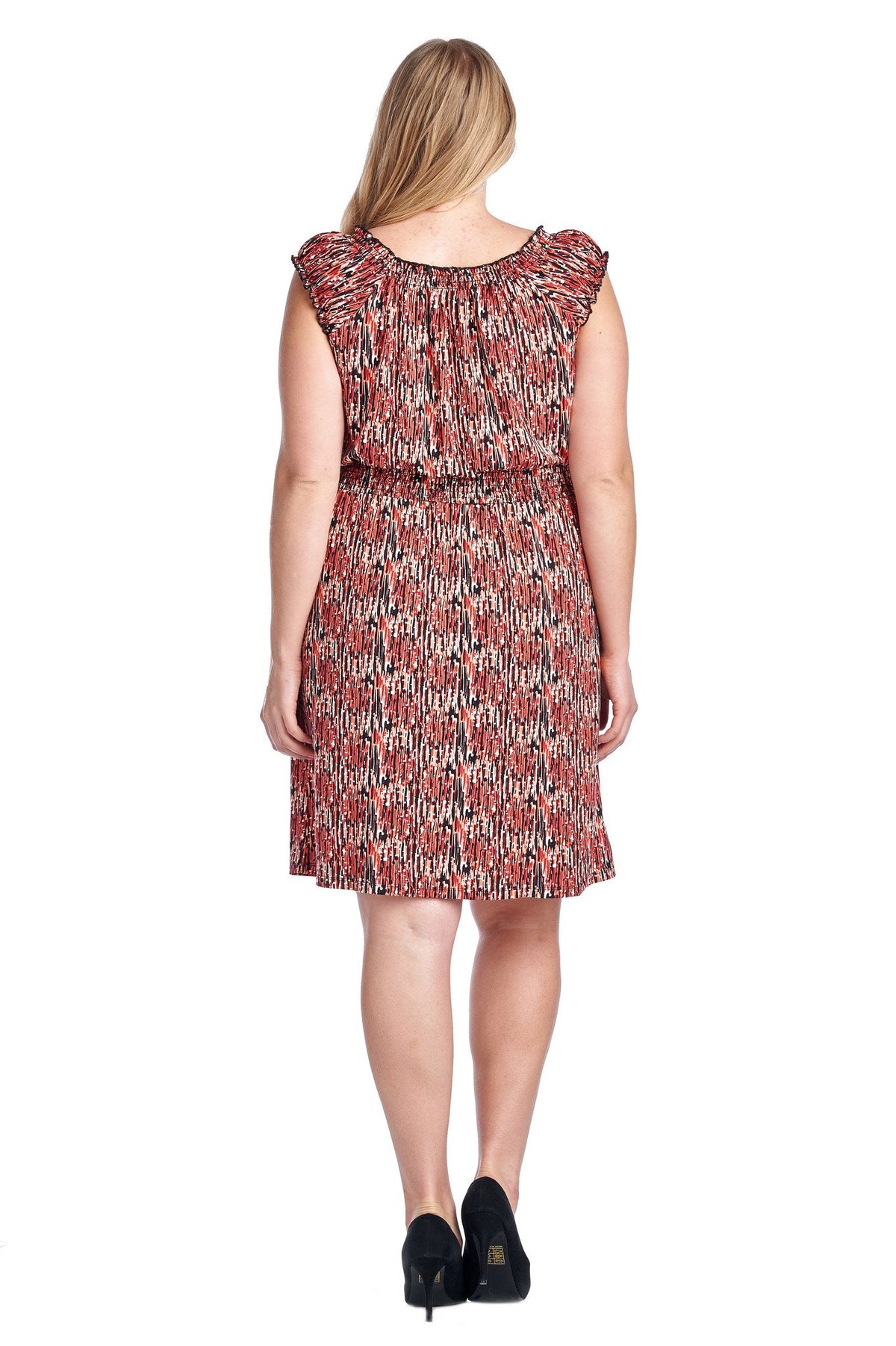 Women's Plus Size Printed Peasant Midi Dress - YuppyCollections