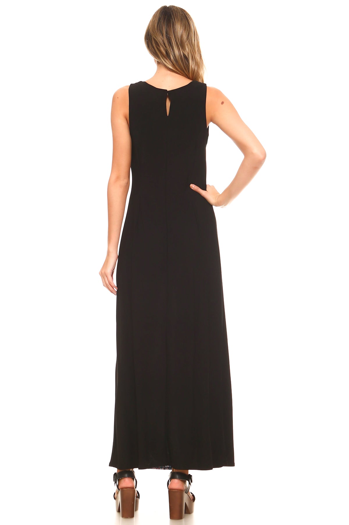 Women's Sleeveless Color Block Maxi Dress - YuppyCollections