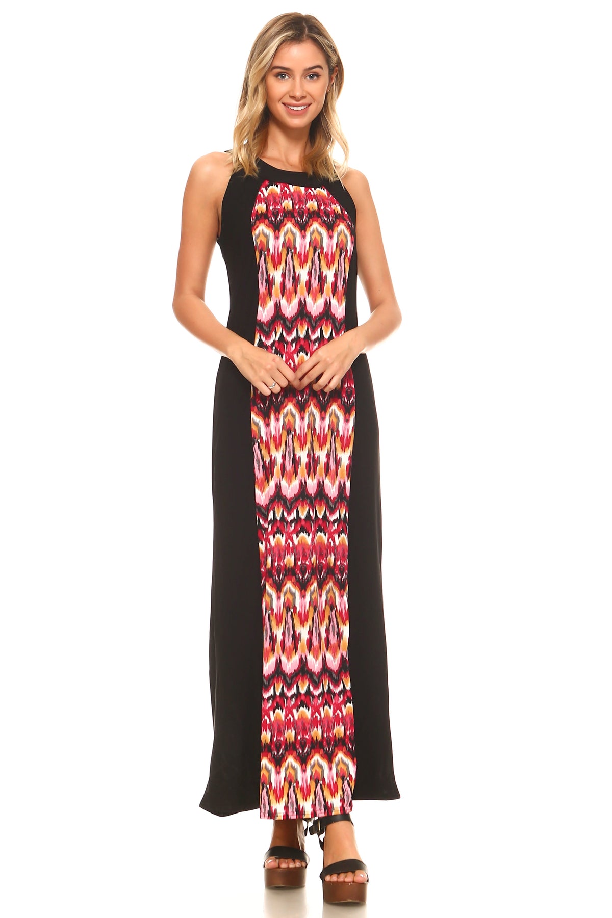 Women's Sleeveless Color Block Maxi Dress - YuppyCollections