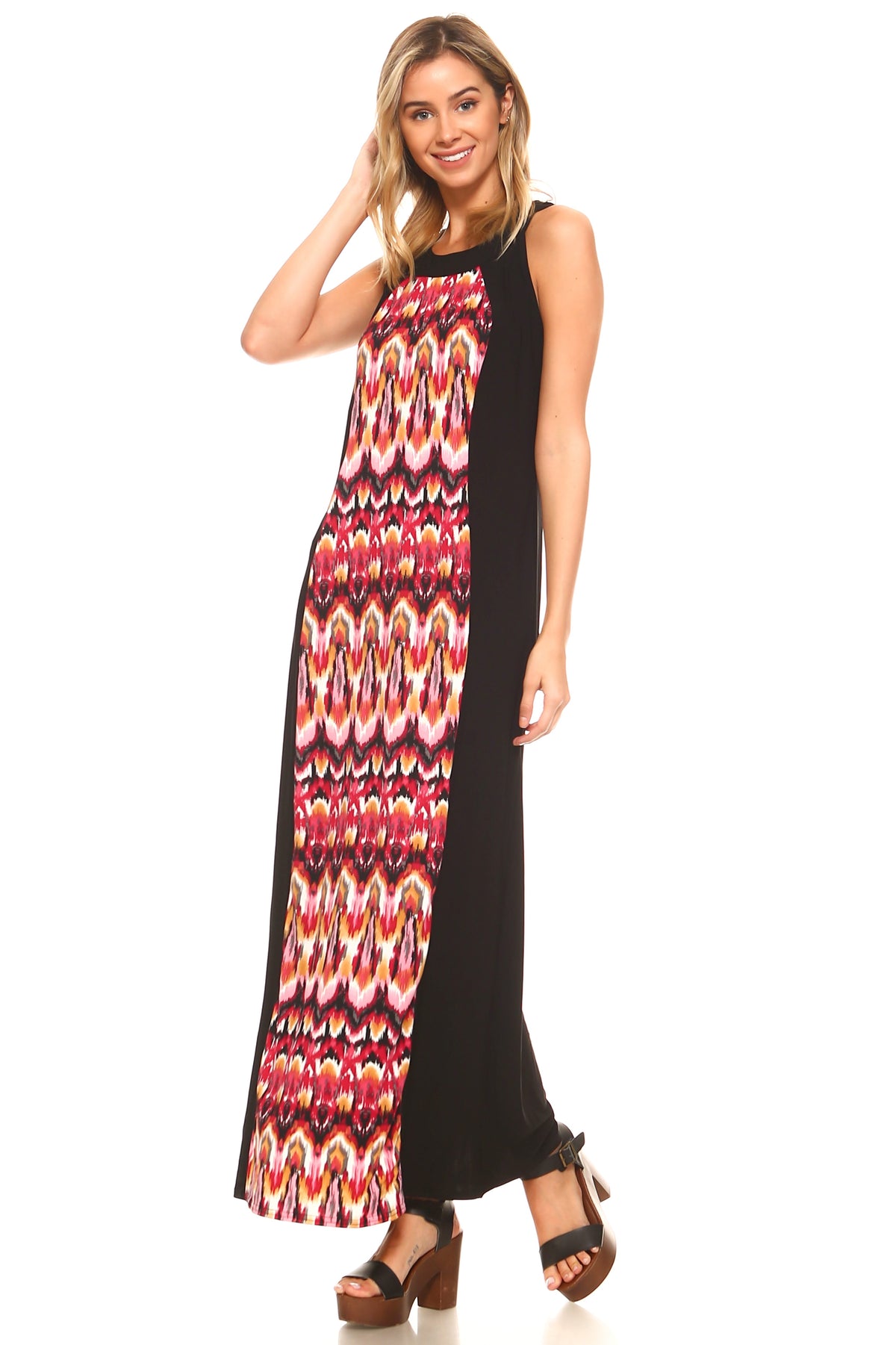 Women's Sleeveless Color Block Maxi Dress - YuppyCollections