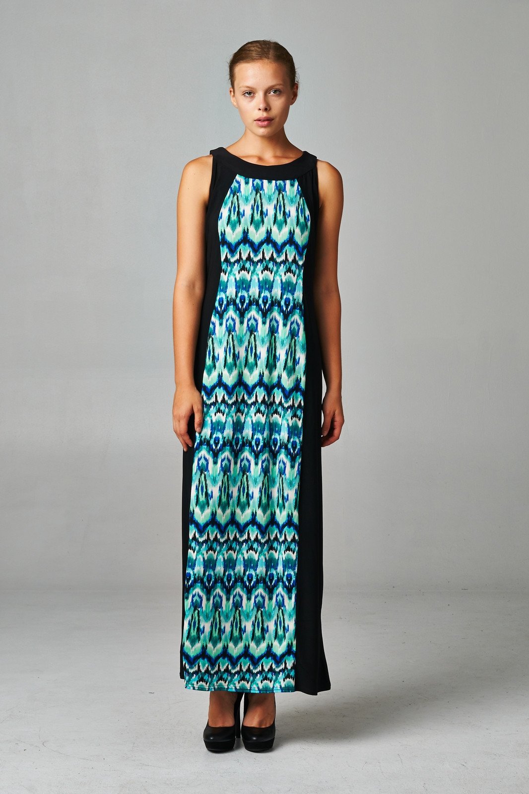 Women's Sleeveless Color Block Maxi Dress - YuppyCollections