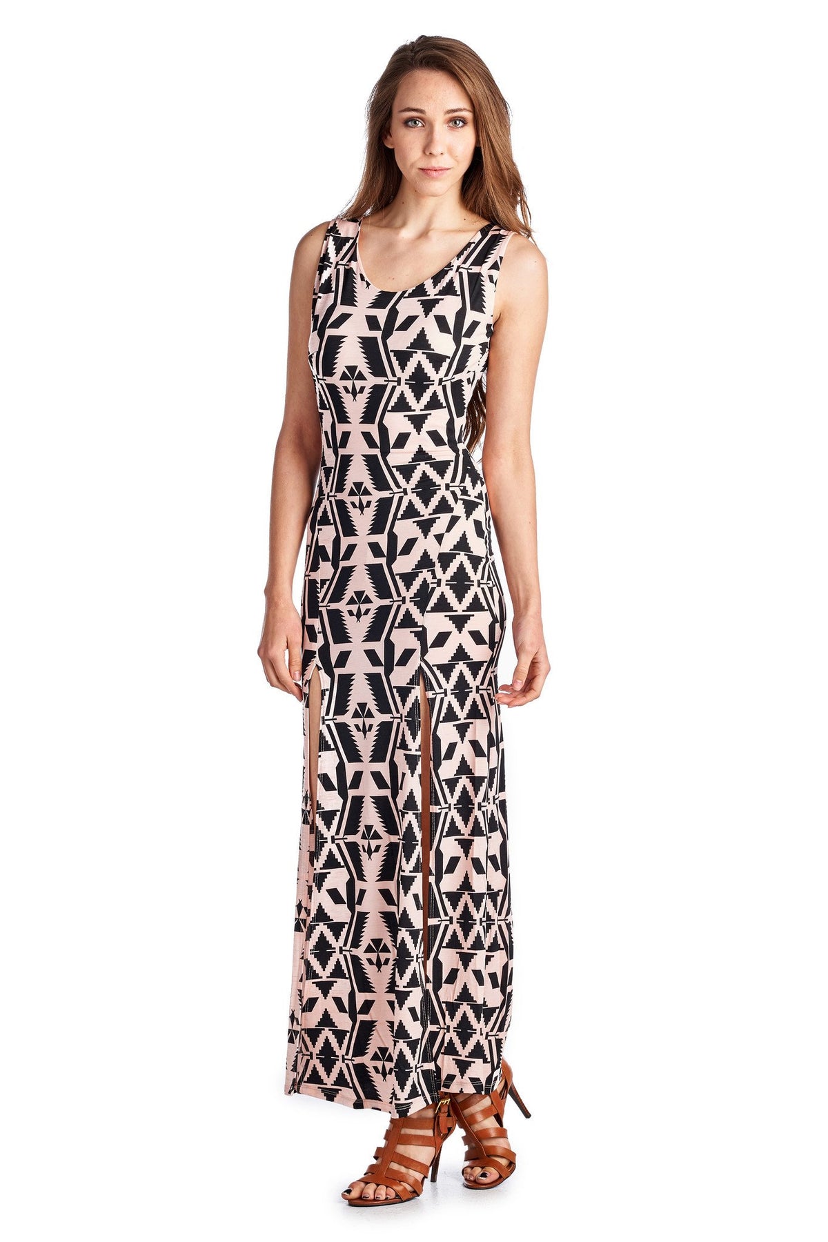 Women's Sleeveless Maxi Dress with Front Slits - YuppyCollections