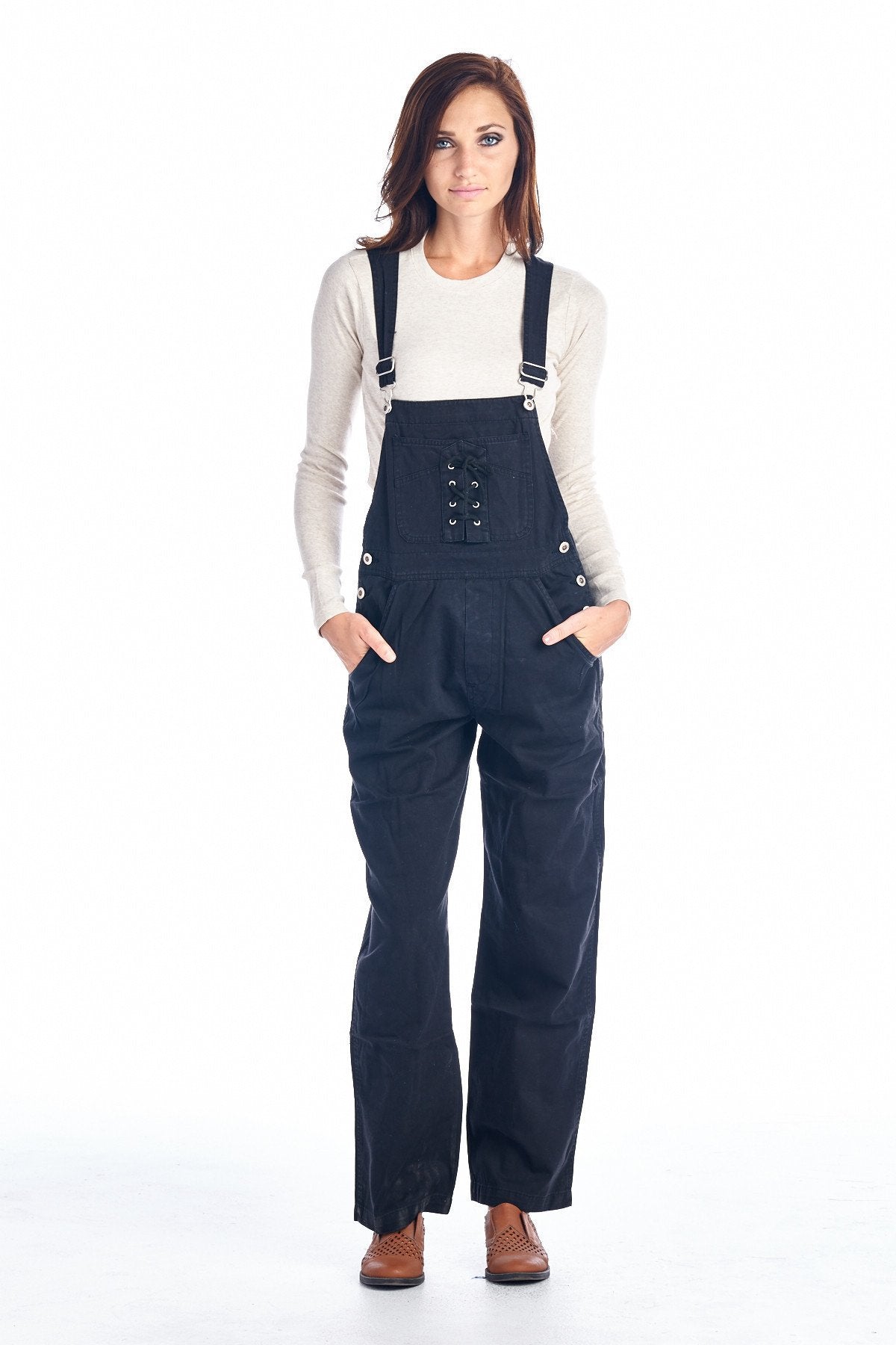 Women's Black Washed Denim Overalls - YuppyCollections