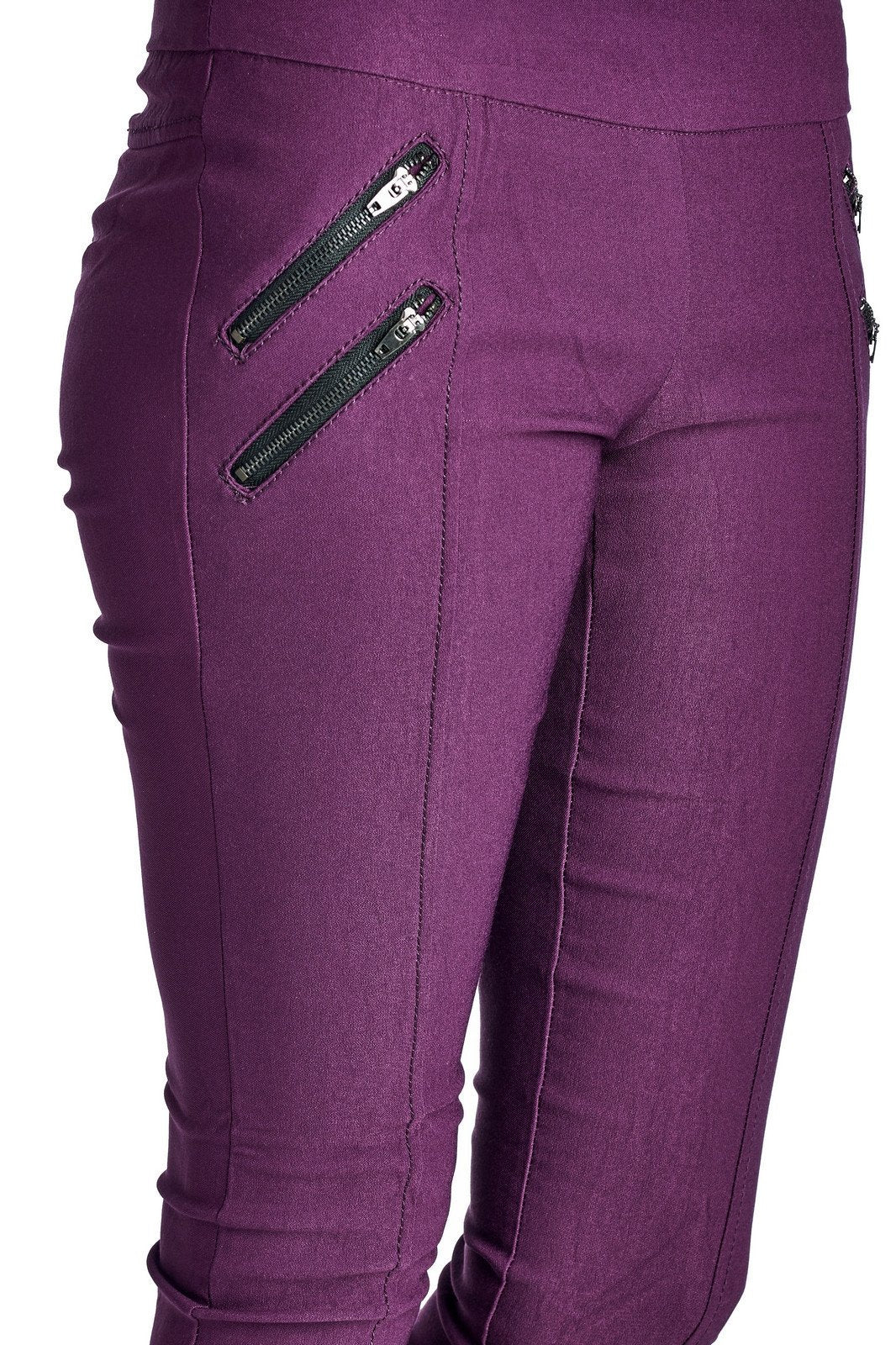 Women's Stretch Pants with Double Zipper Pockets - YuppyCollections