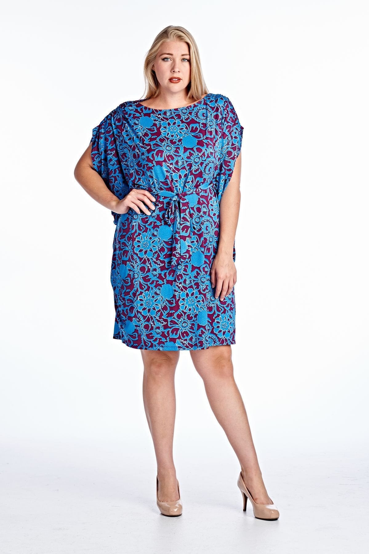 Women's Plus Size Bateau Neck Midi Dress - YuppyCollections