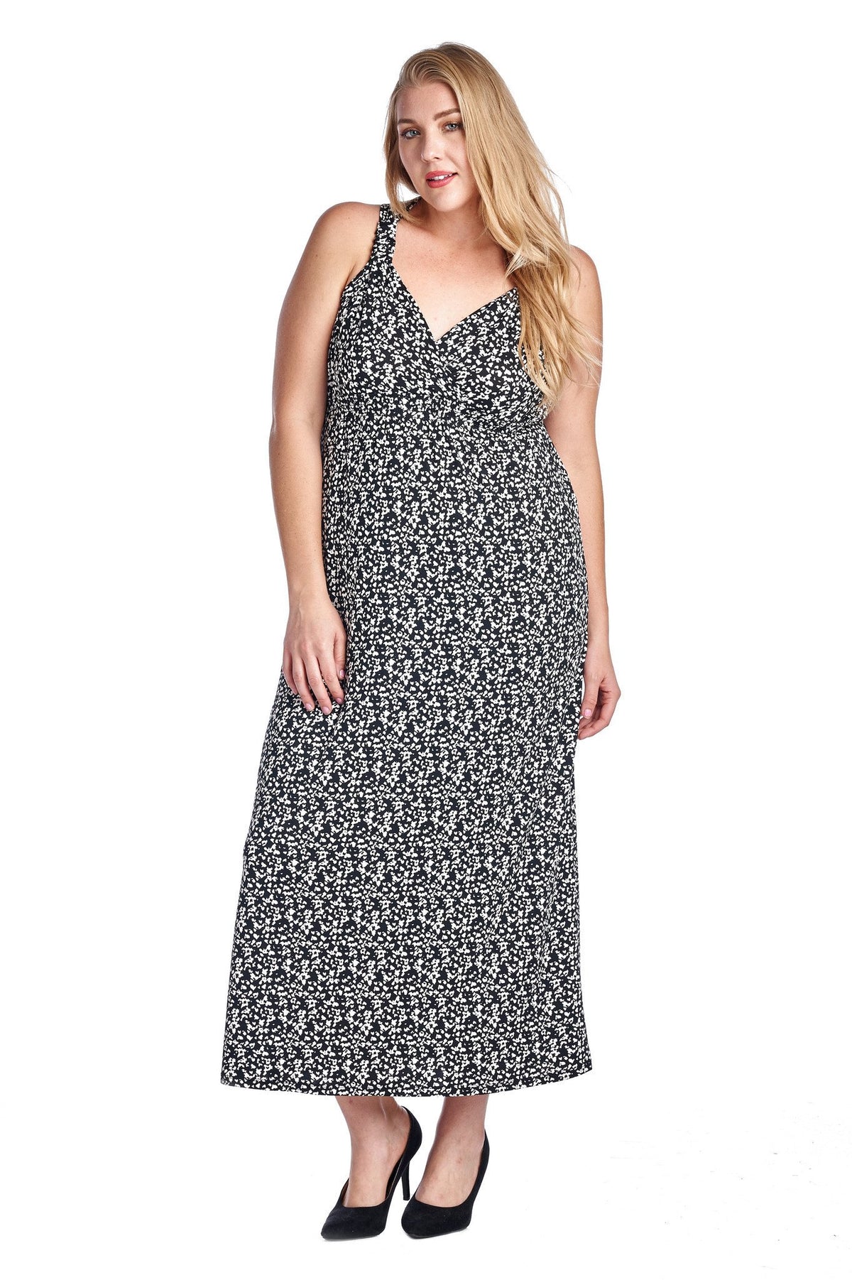 Women's Plus Size Printed Surplice Maxi Dress - YuppyCollections