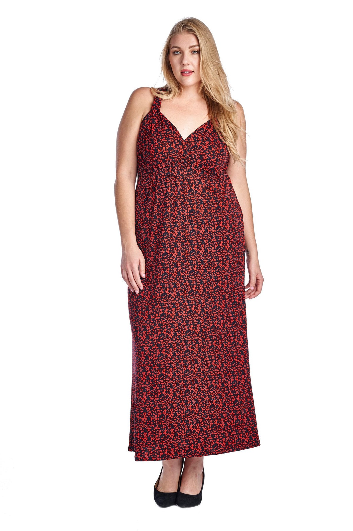 Women's Plus Size Printed Surplice Maxi Dress - YuppyCollections