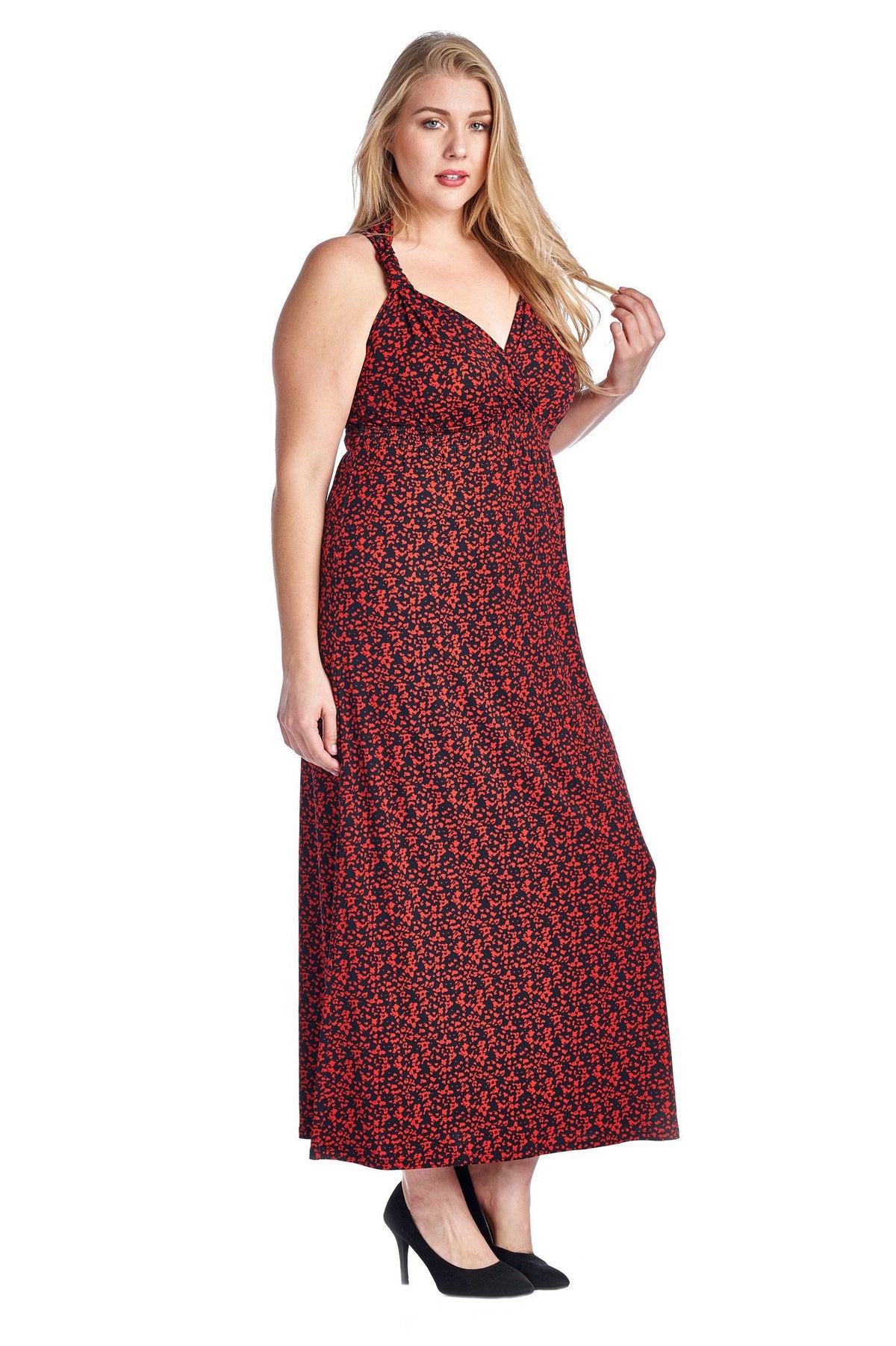 Women's Plus Size Printed Surplice Maxi Dress - YuppyCollections