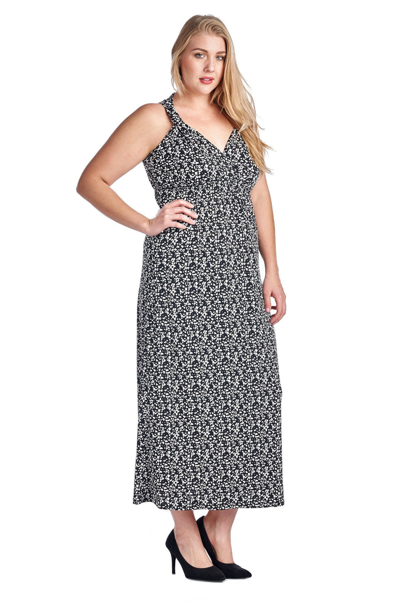 Women's Plus Size Printed Surplice Maxi Dress - YuppyCollections