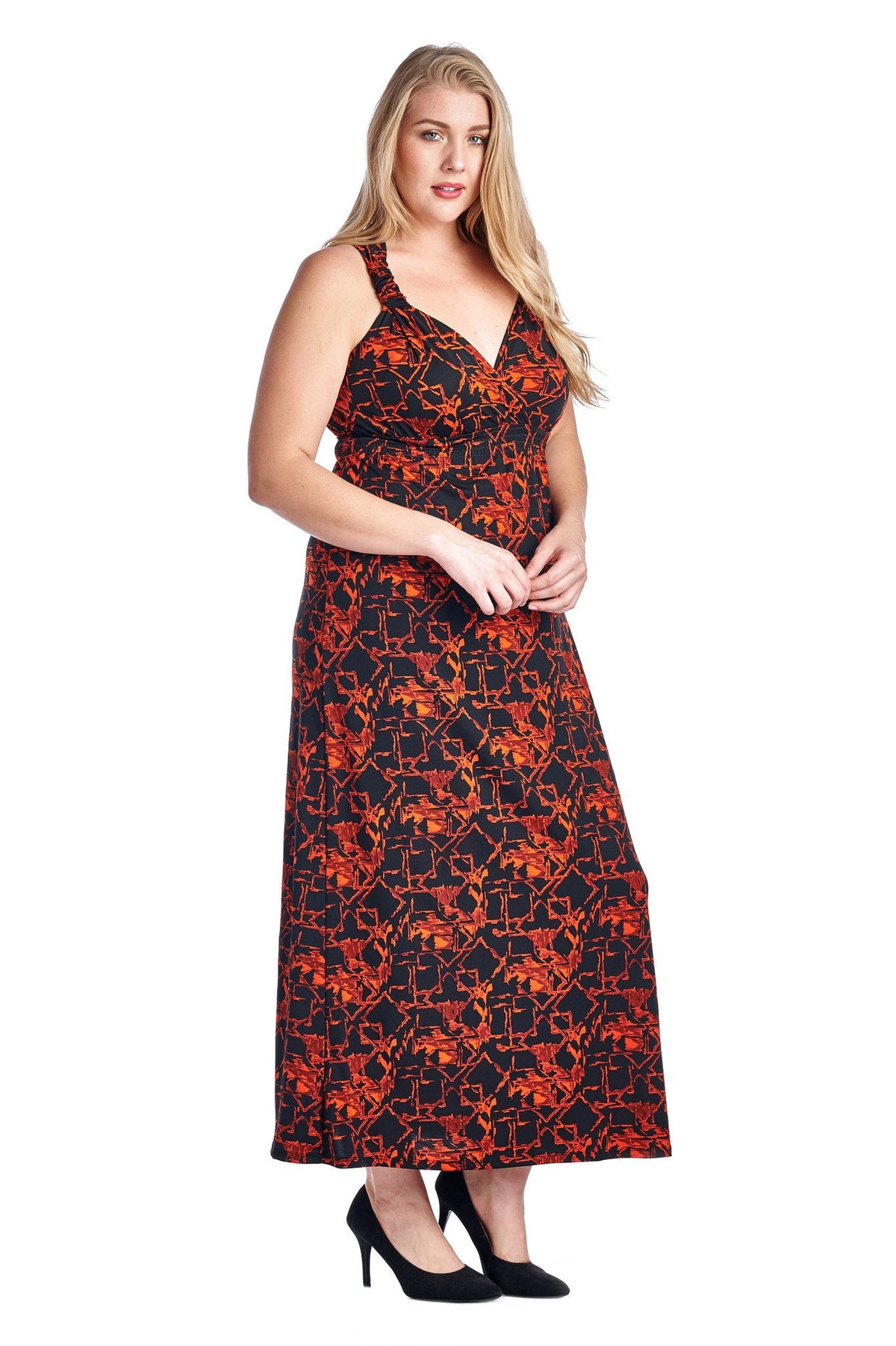 Women's Plus Size Printed Surplice Maxi Dress - YuppyCollections